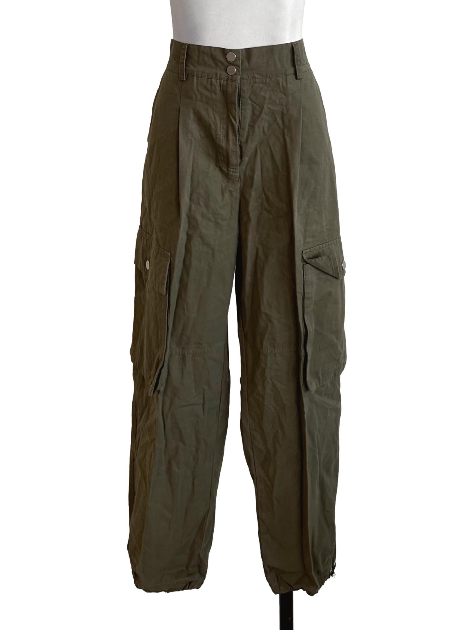 Moss Green Straight Cargo Pants