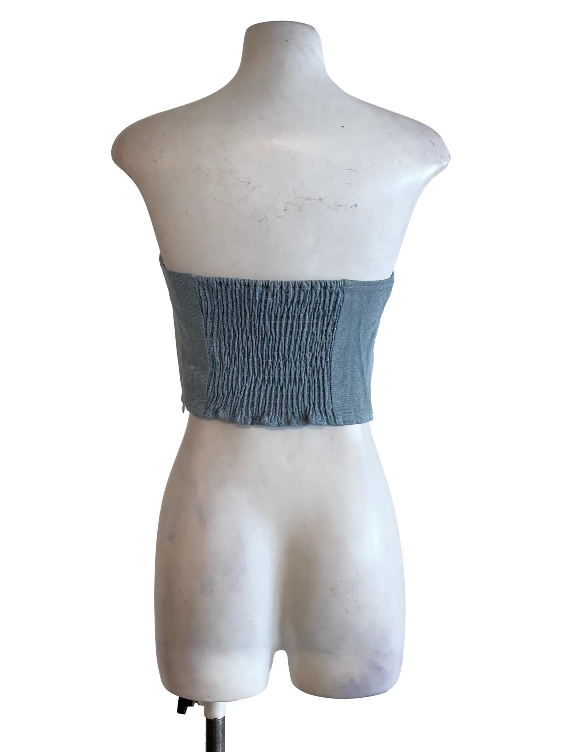 Ash Blue Denim Bow Tube Top