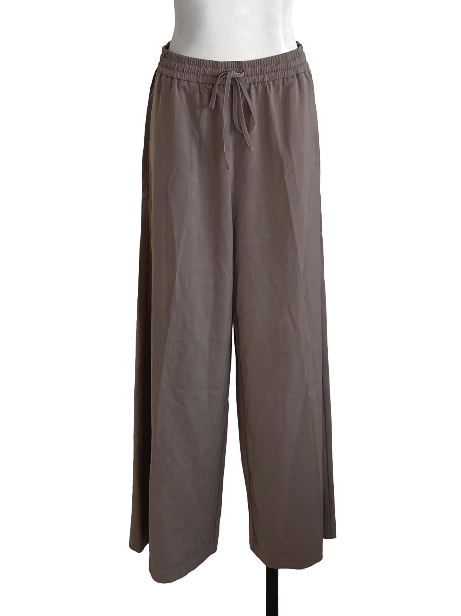 Coffee Brown Elastic Waist Pants