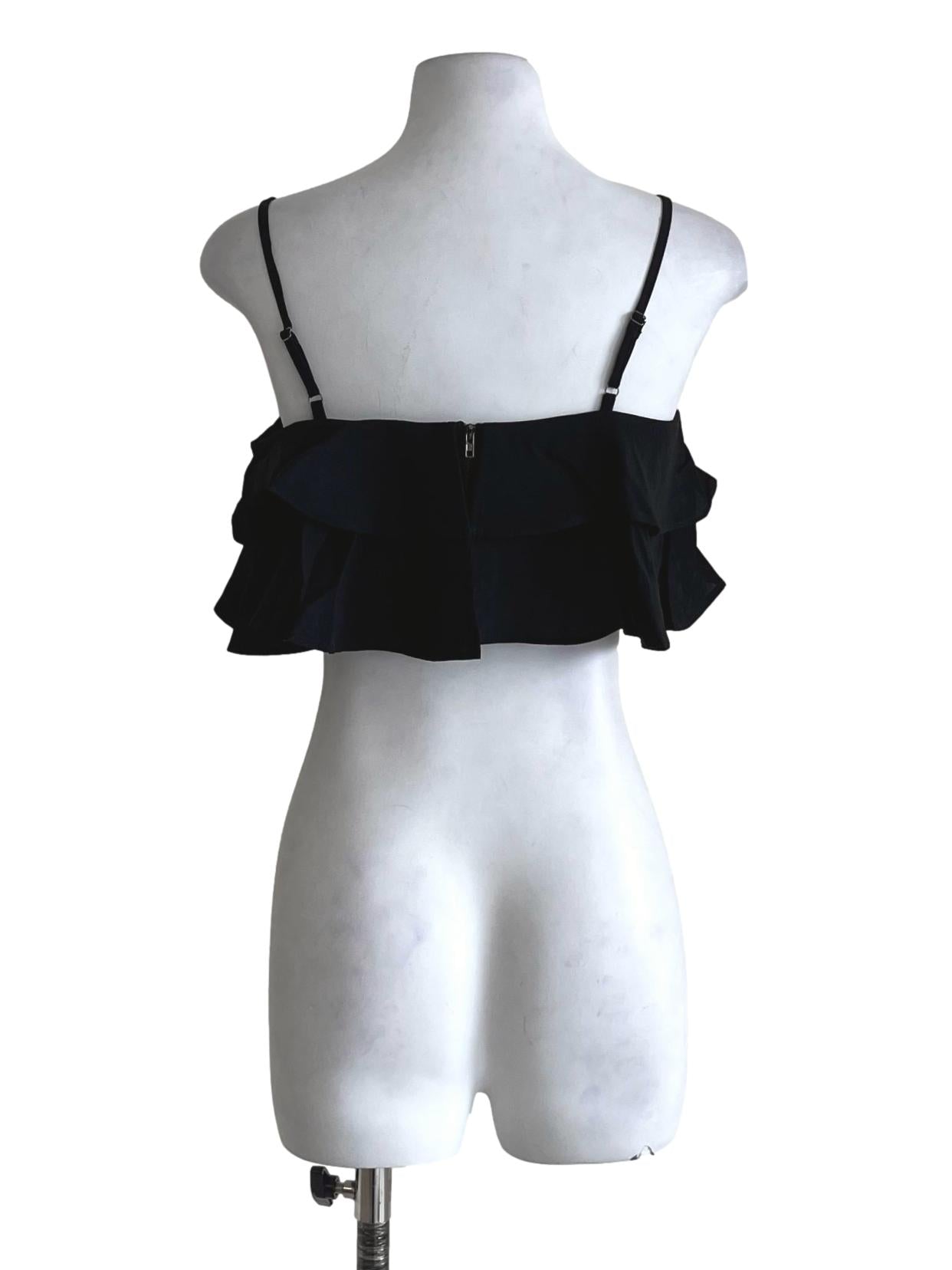 Black Kallie Ruffles Crop Top