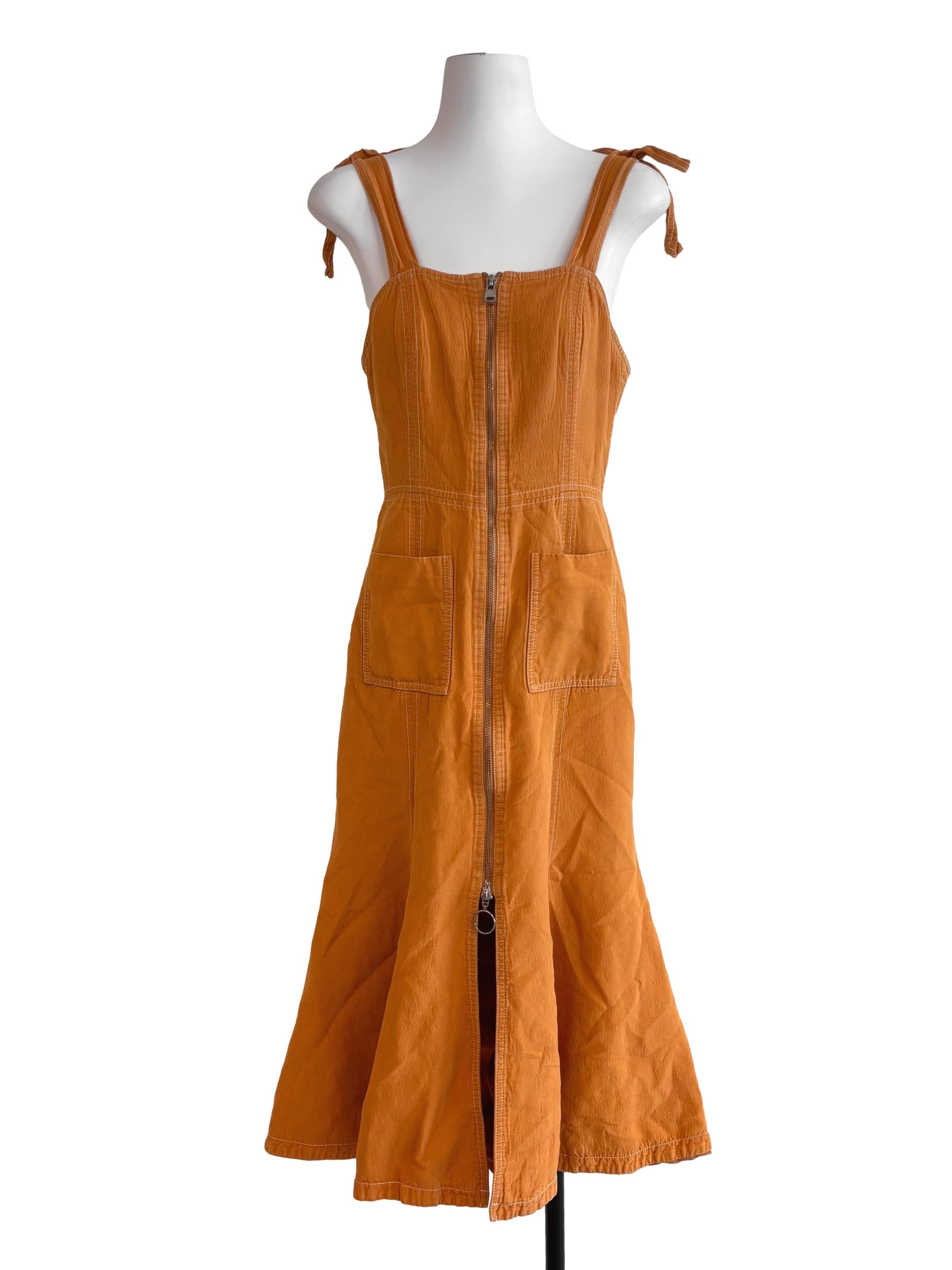 Canary Orange Zip Front Dress