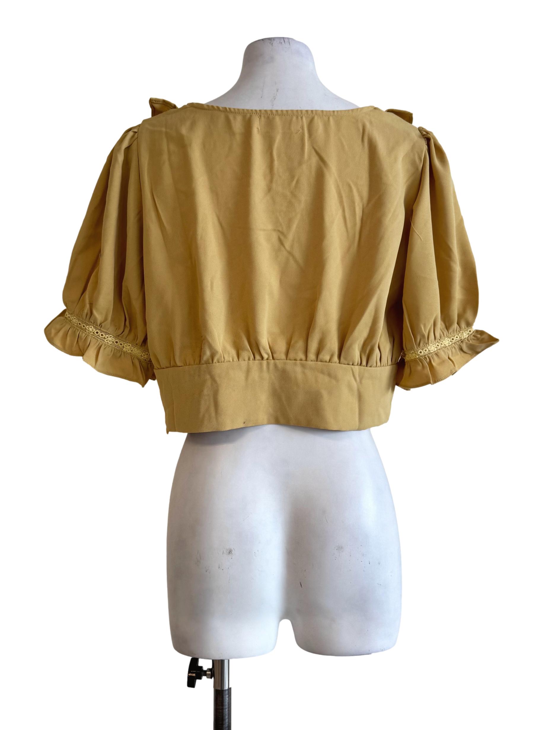 Pale Mustard Square Neck Crop Top