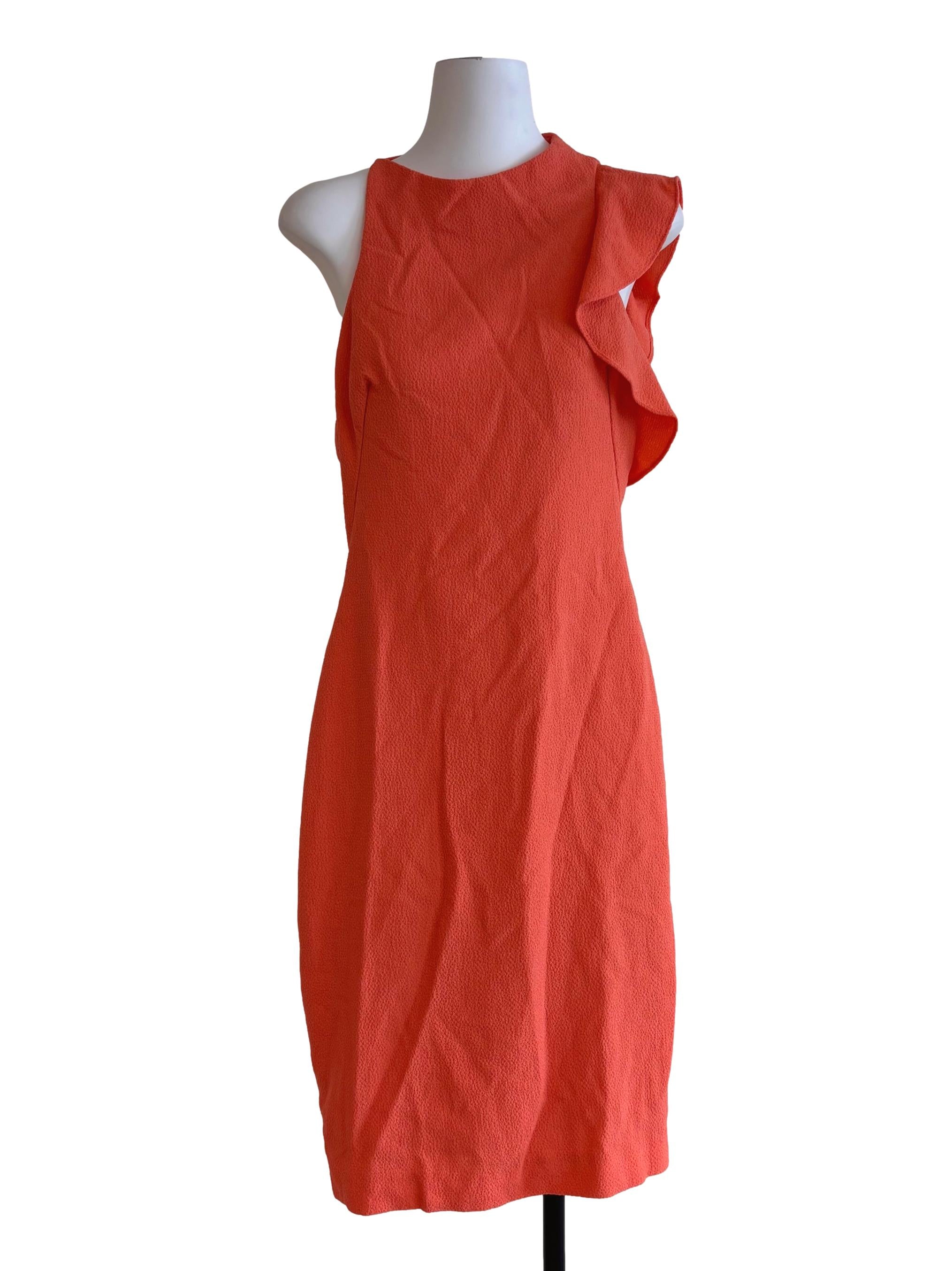 Coral Pink Ruffle Sheath Dress