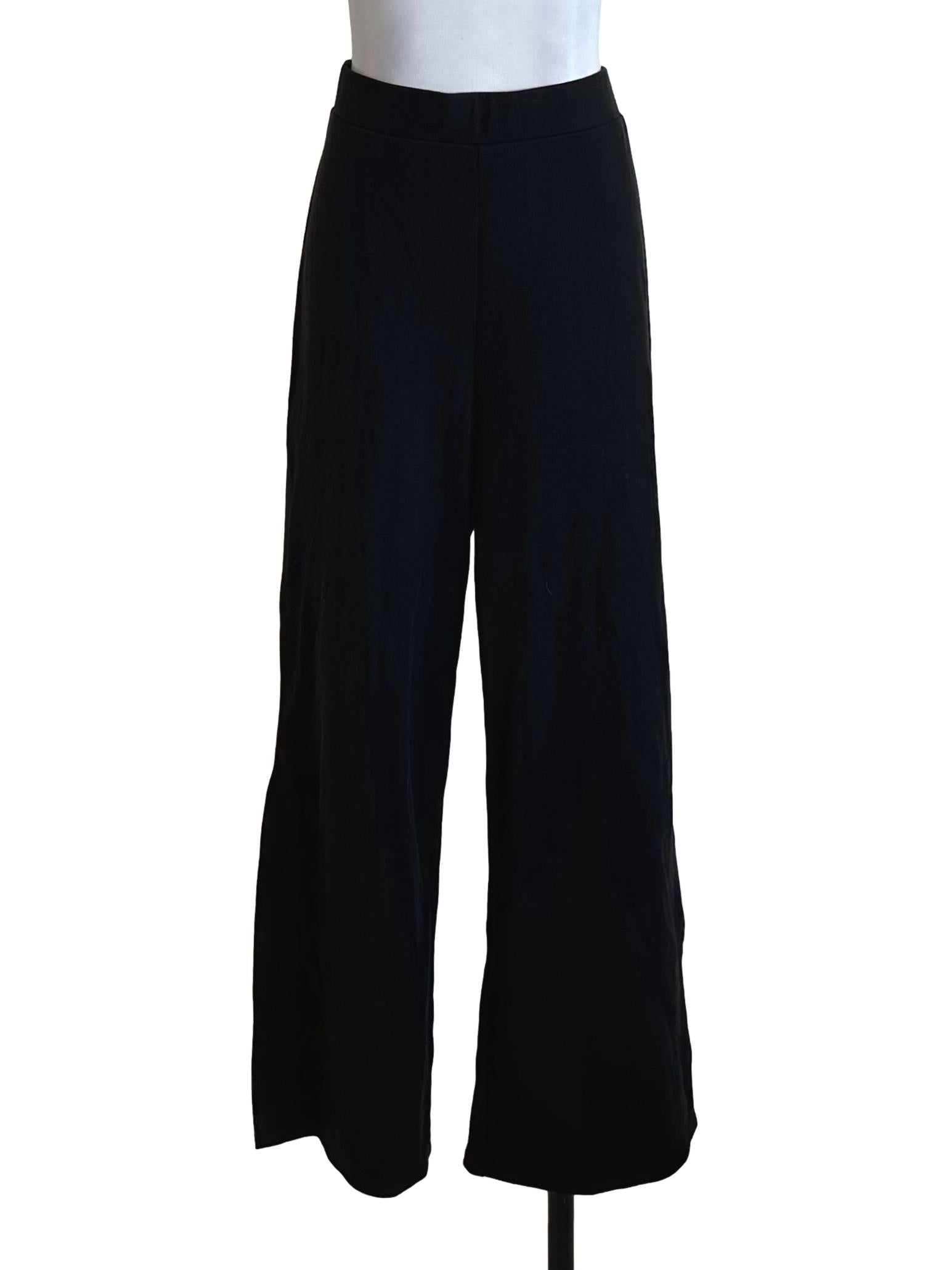 Onyx Black Knit Elastic Waist Pants