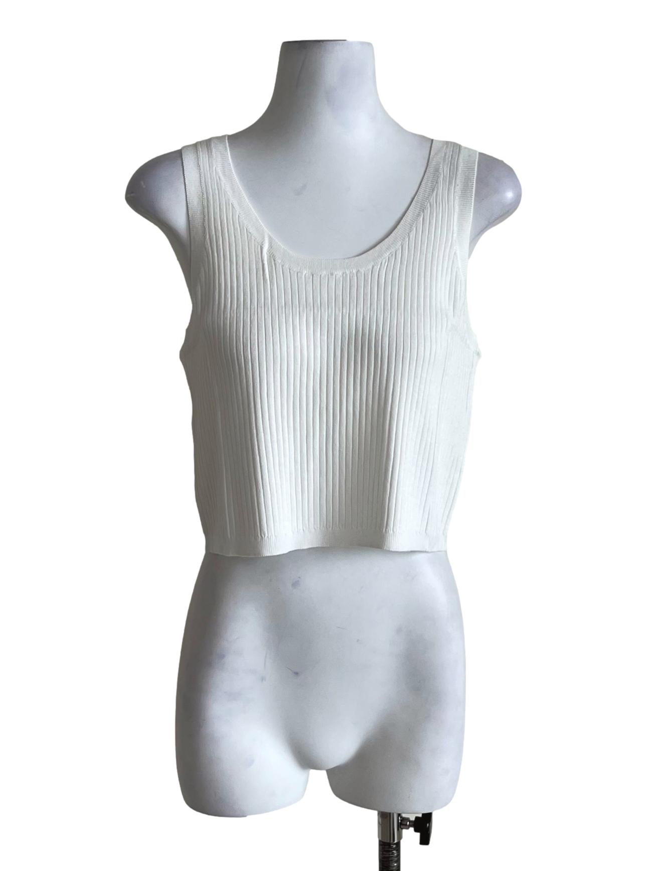 White Coreen Knit Tank Top