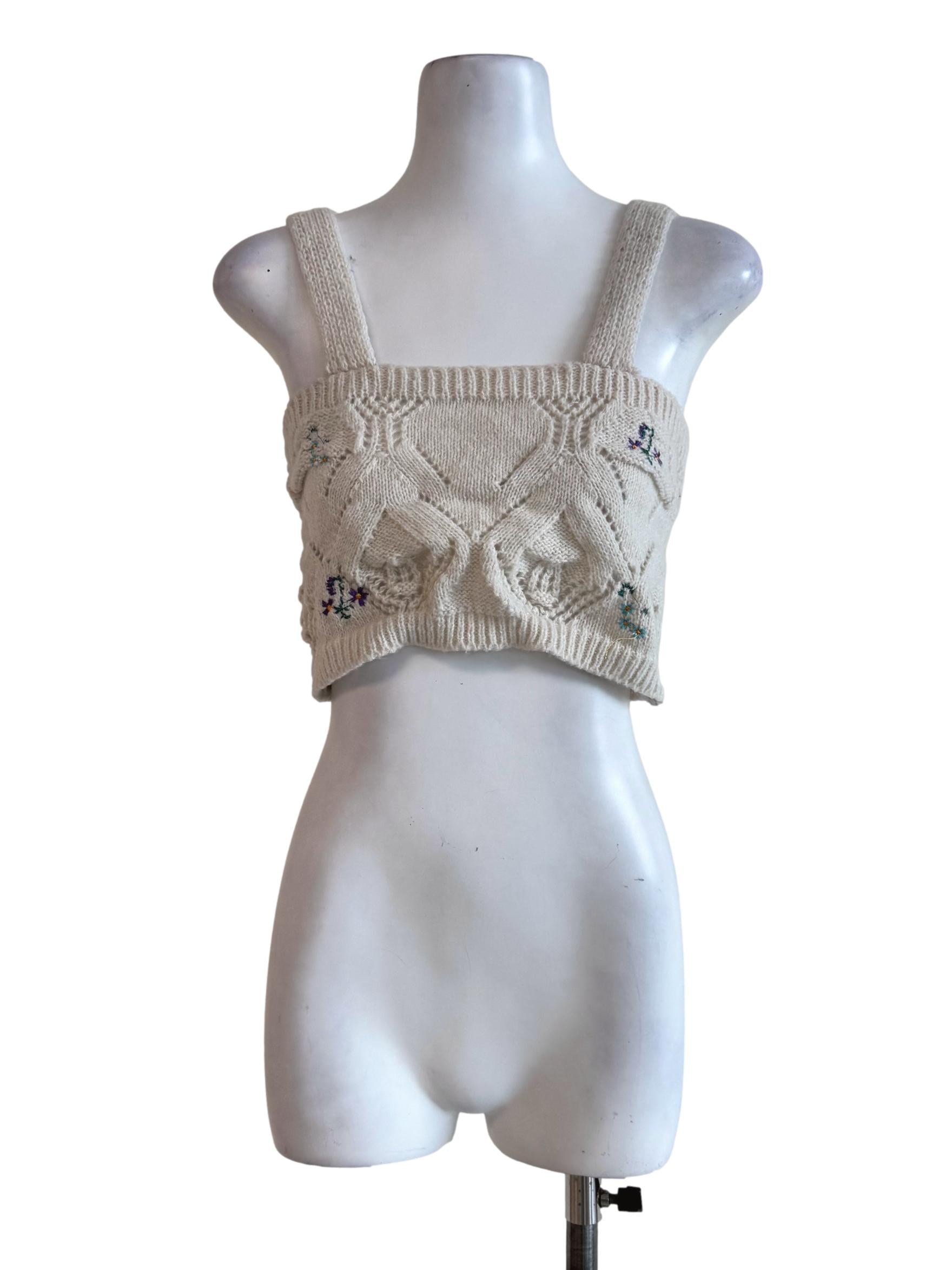 Ash White Knitted Bralet