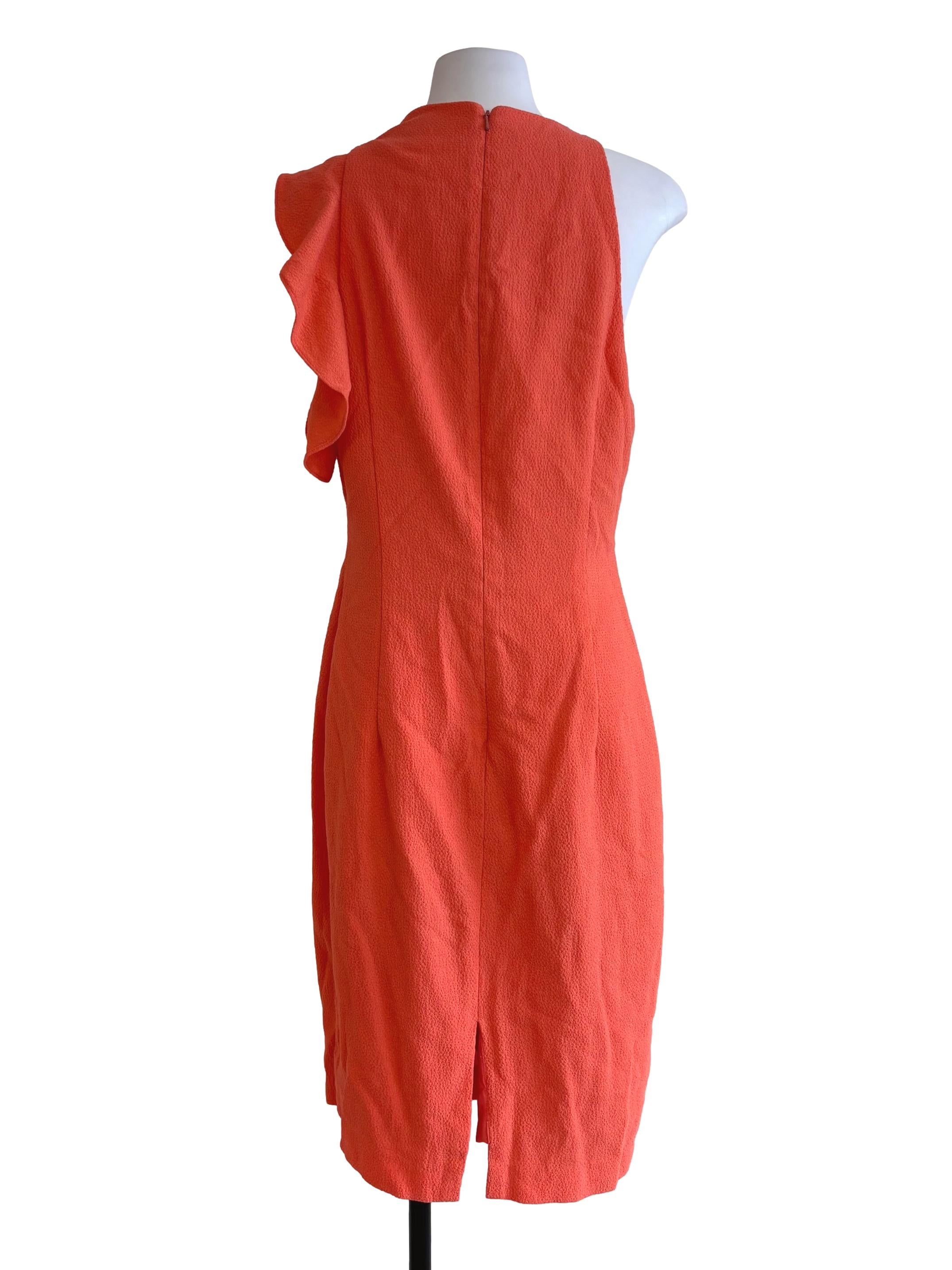 Coral Pink Ruffle Sheath Dress