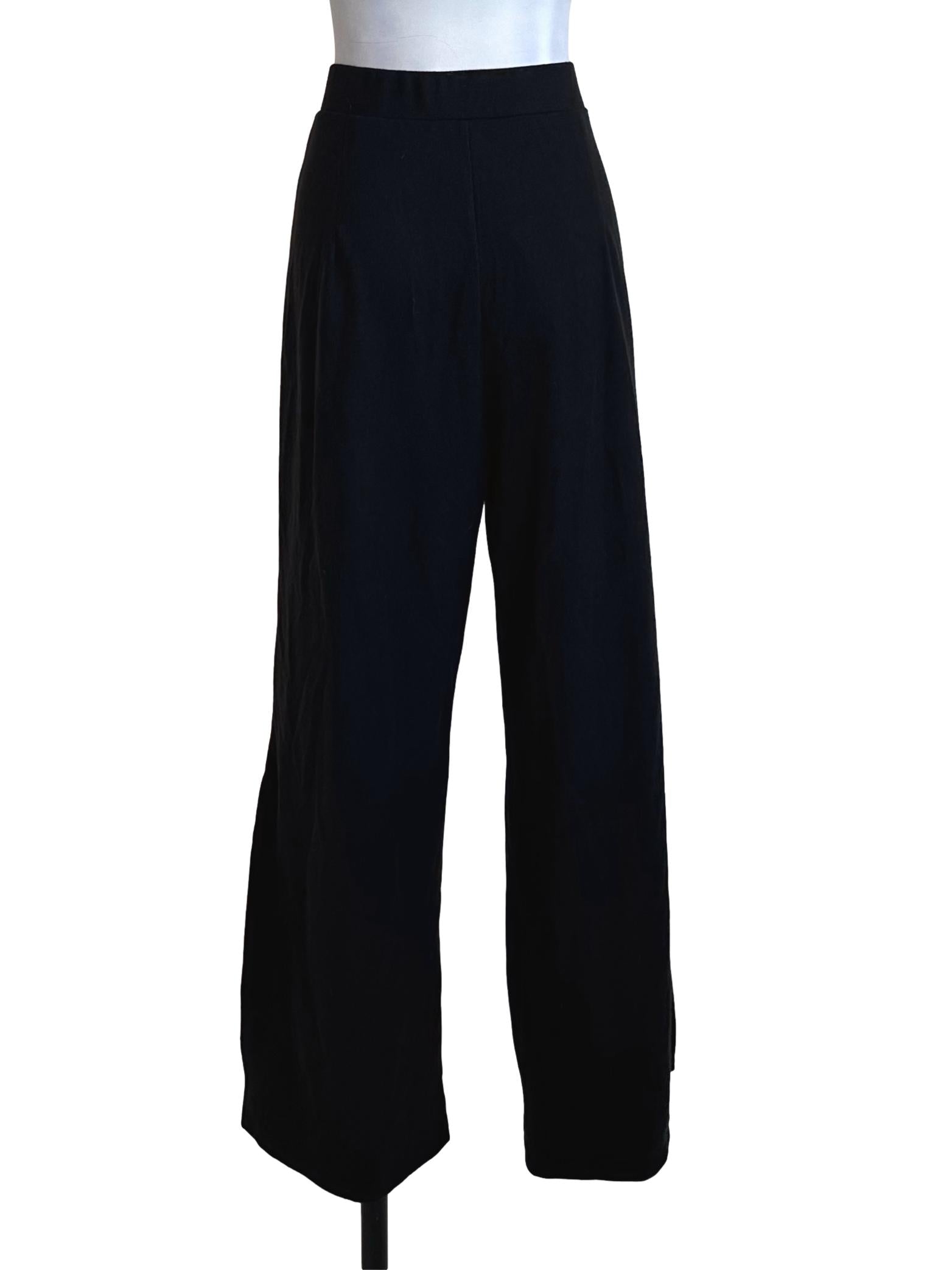 Onyx Black Knit Elastic Waist Pants