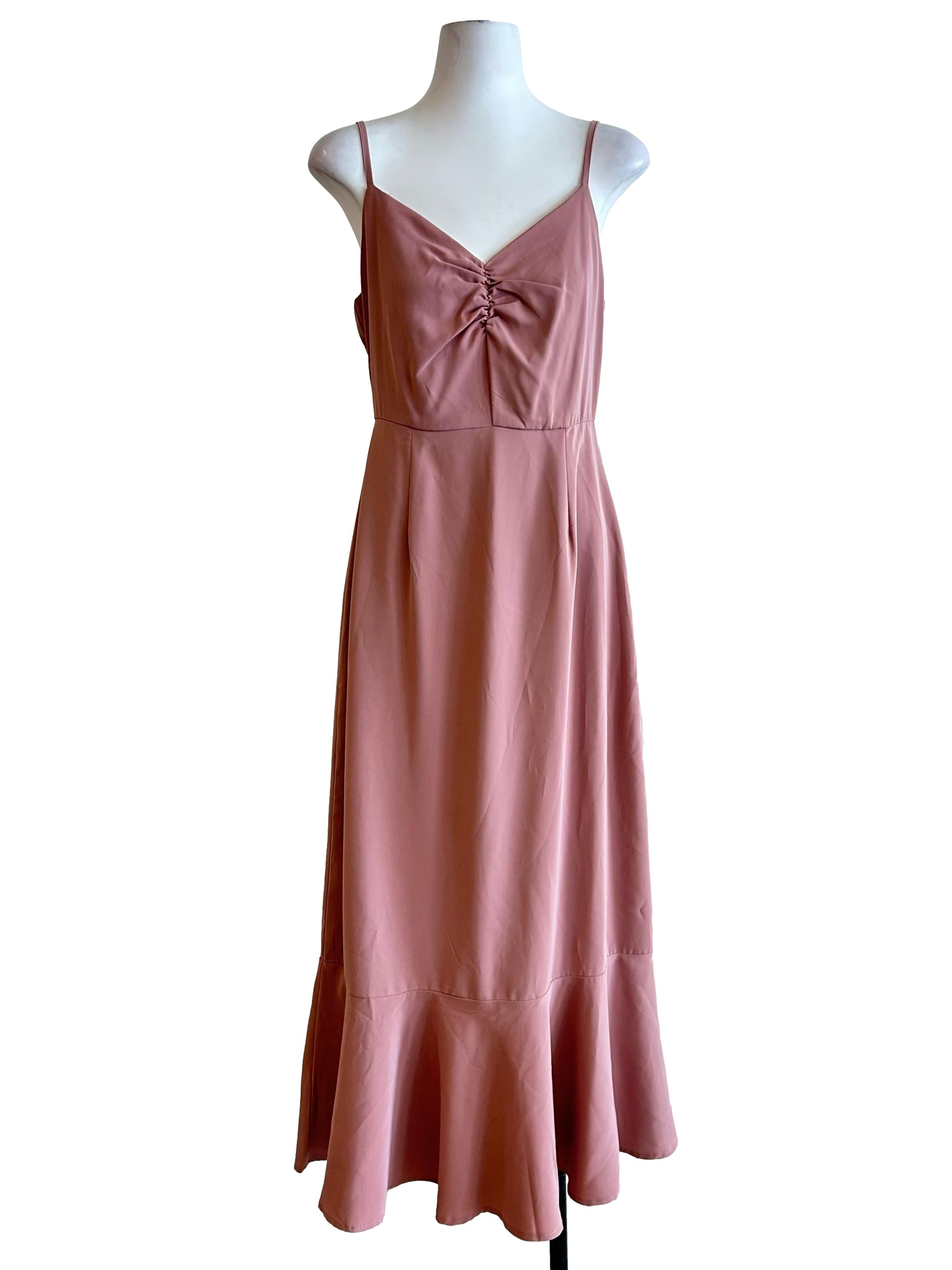 Mauve Pink Ruched Cami Dress