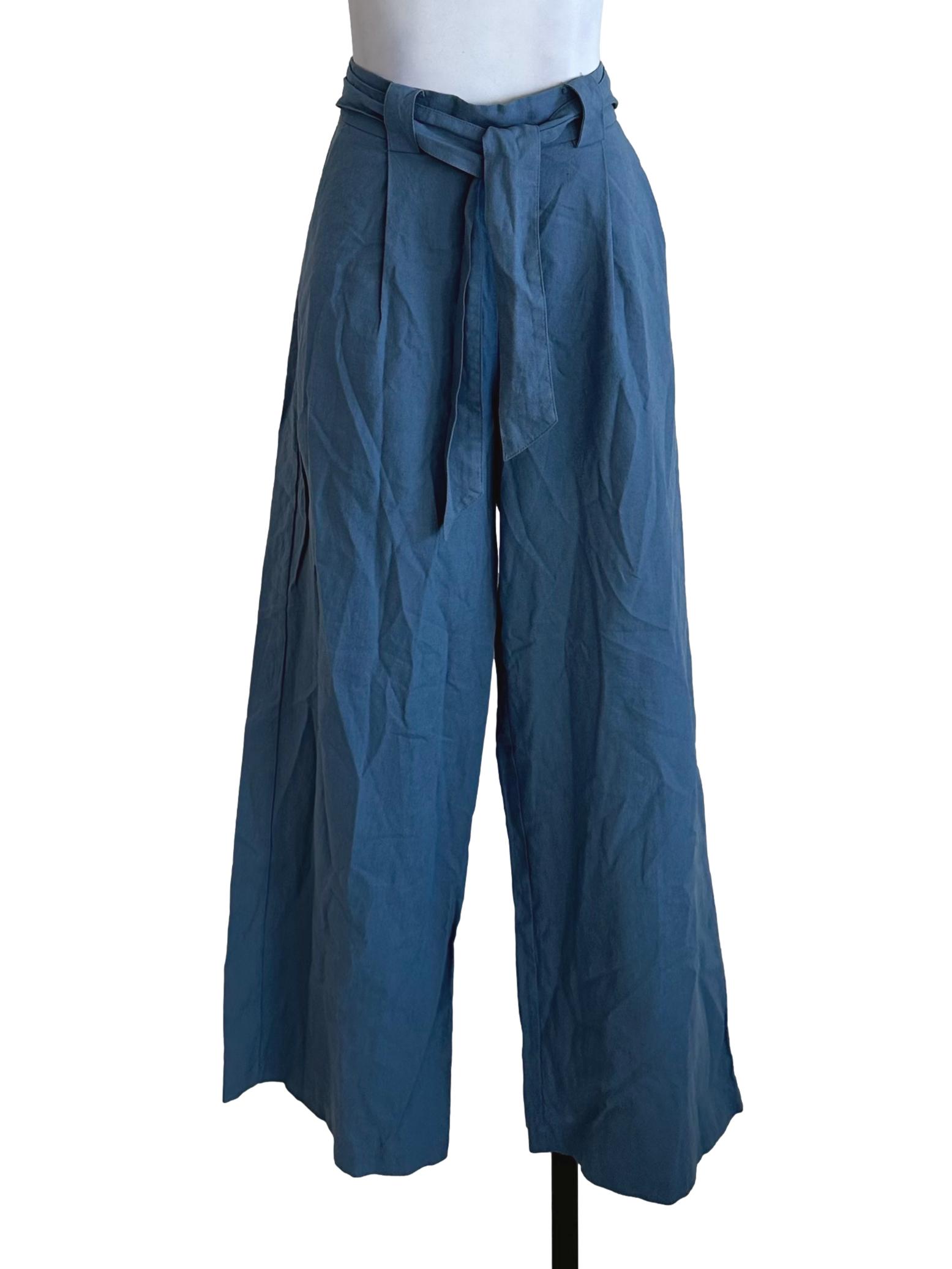 Sky Blue Strap Long Pants