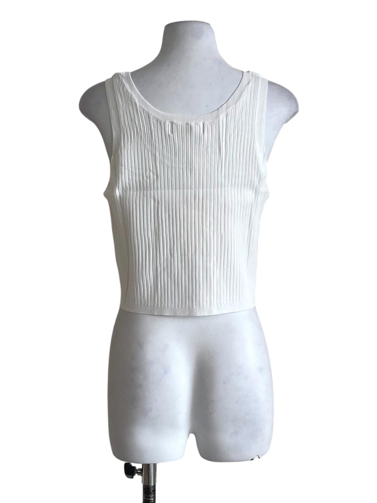 White Coreen Knit Tank Top