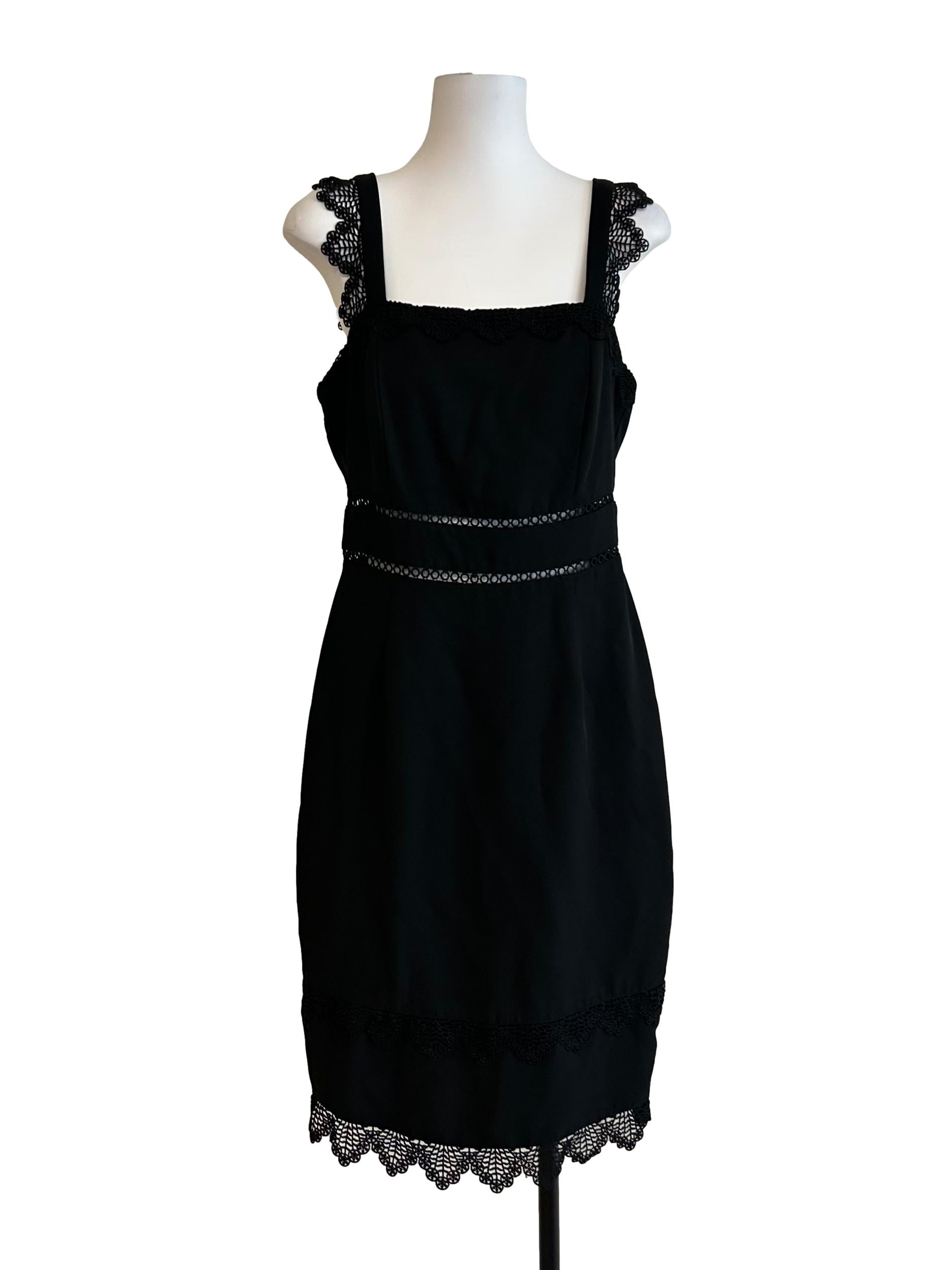 Off Black Lace Detail Midi Dress