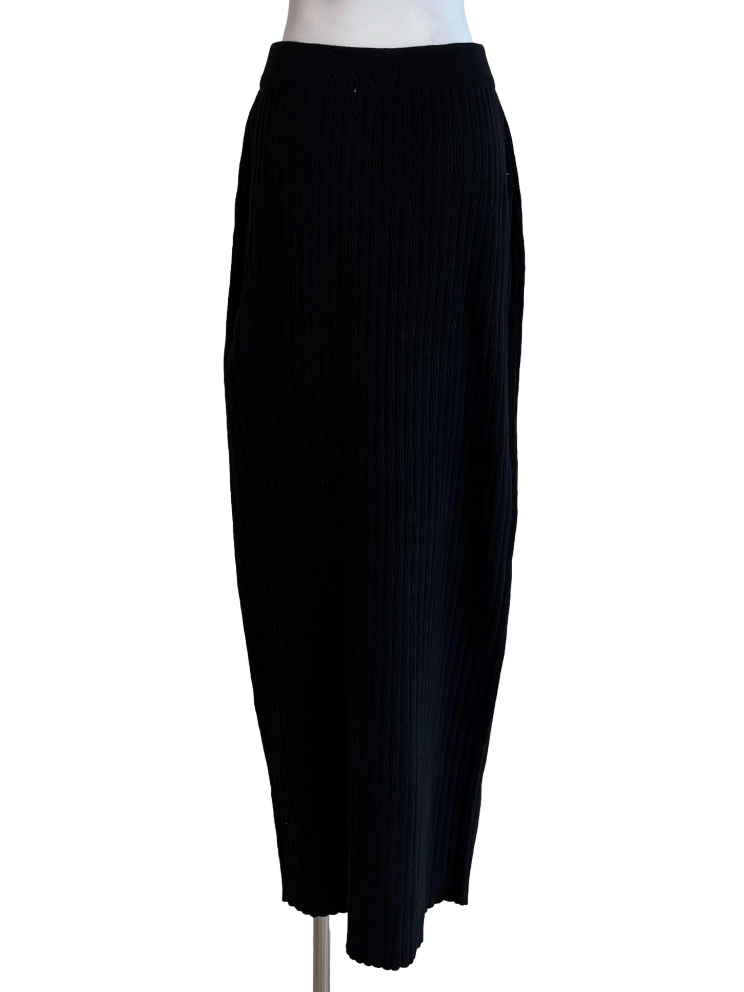 Soft Black Ribbed Pencil Skirt