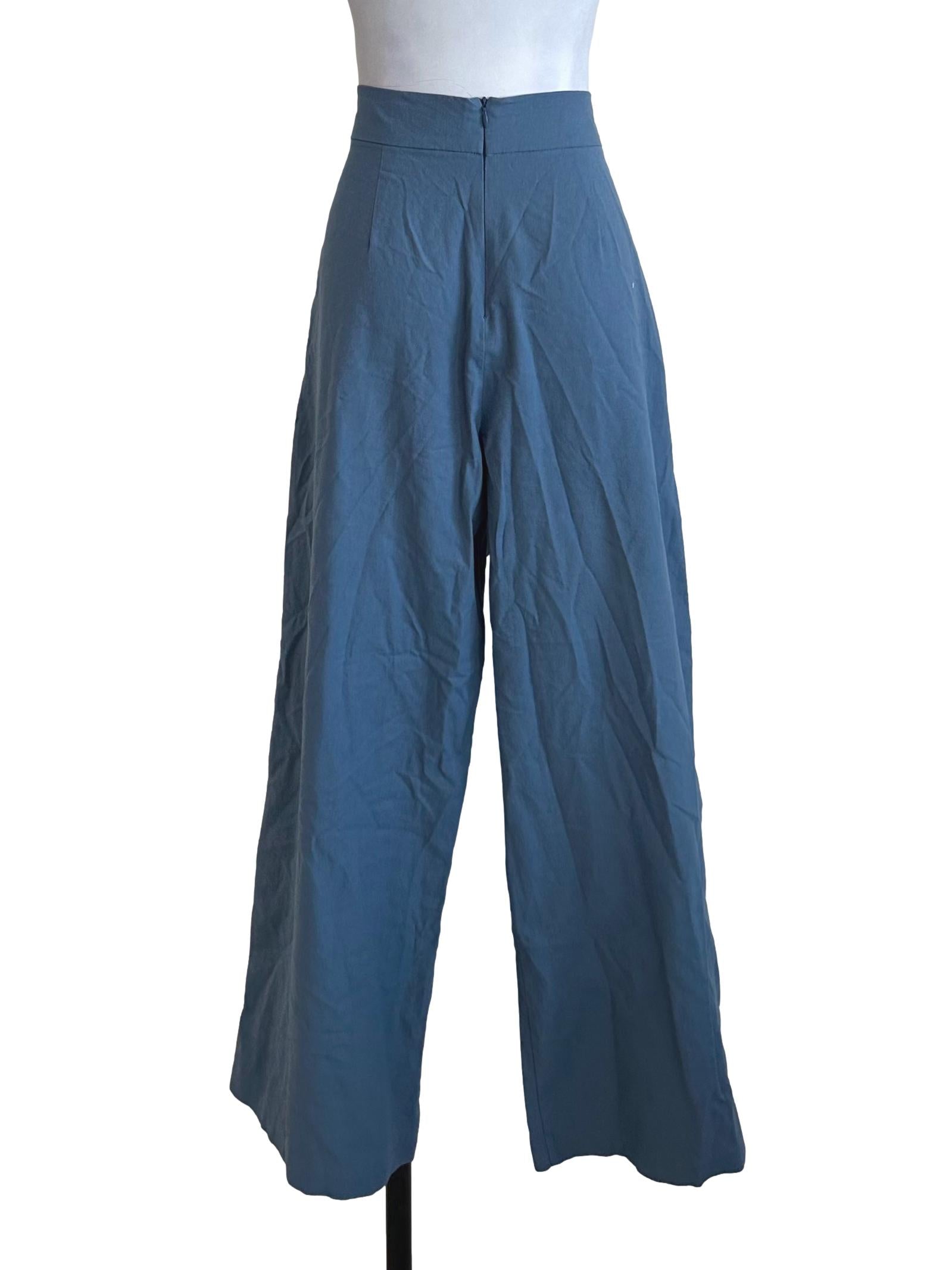 Sky Blue Strap Long Pants