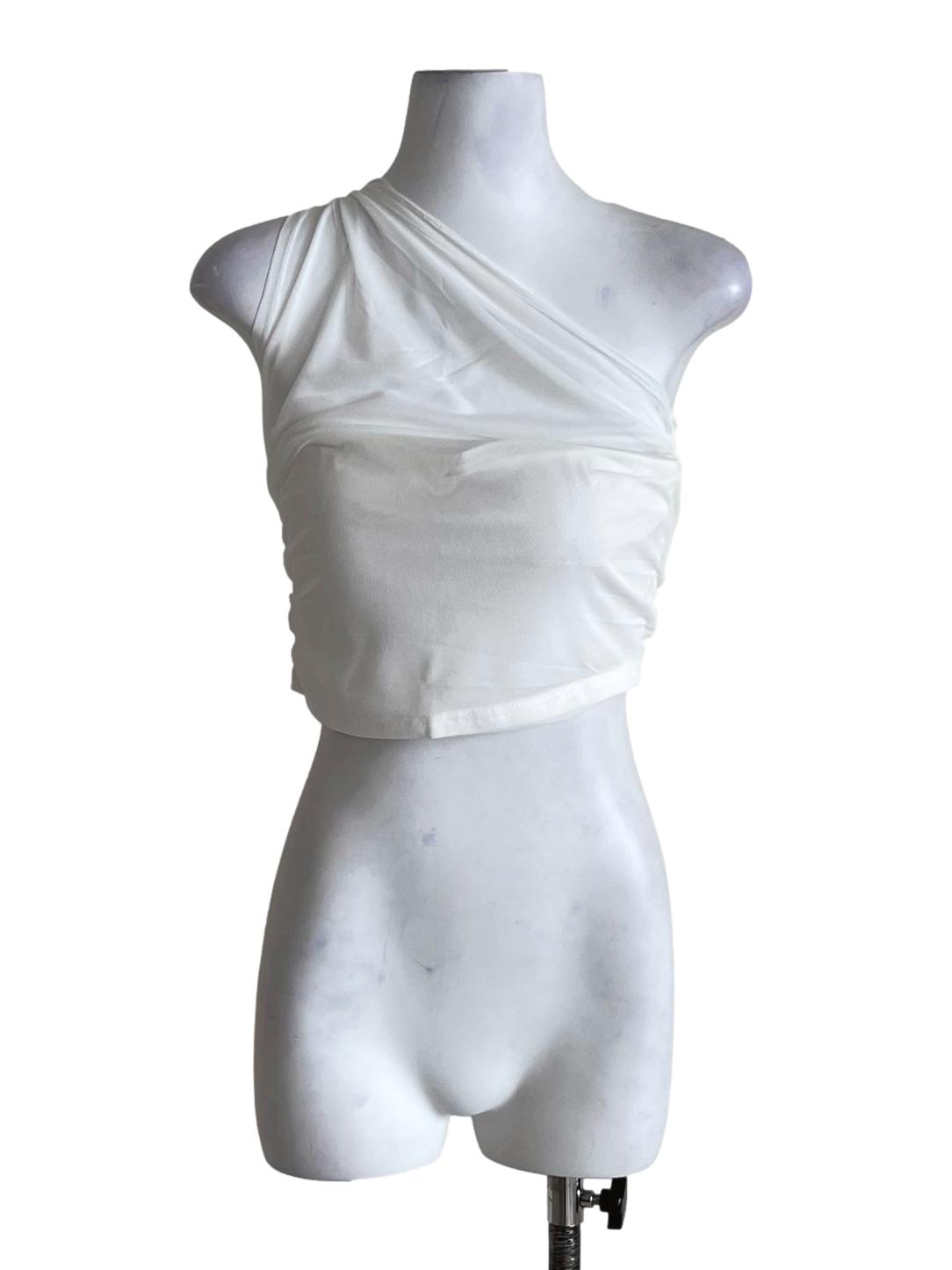 White Genevieve Mesh Toga Padded Top