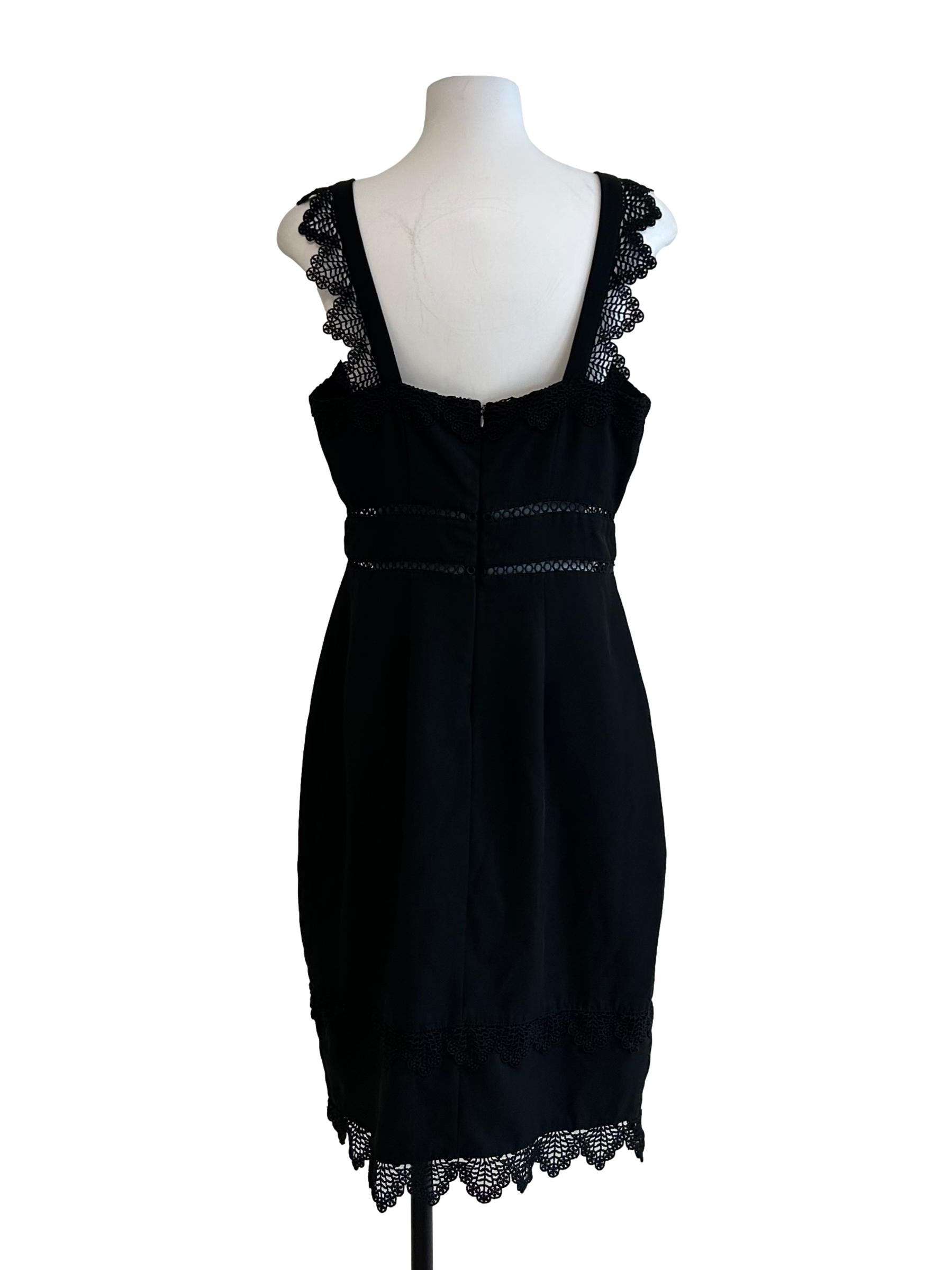 Off Black Lace Detail Midi Dress