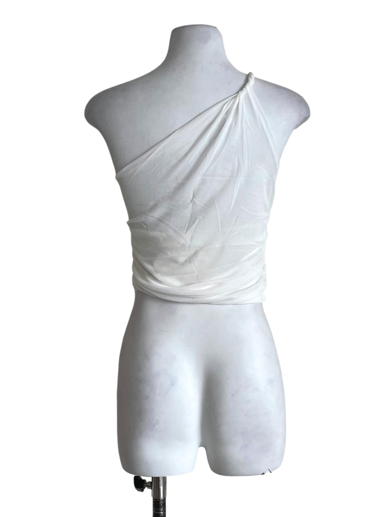 White Genevieve Mesh Toga Padded Top