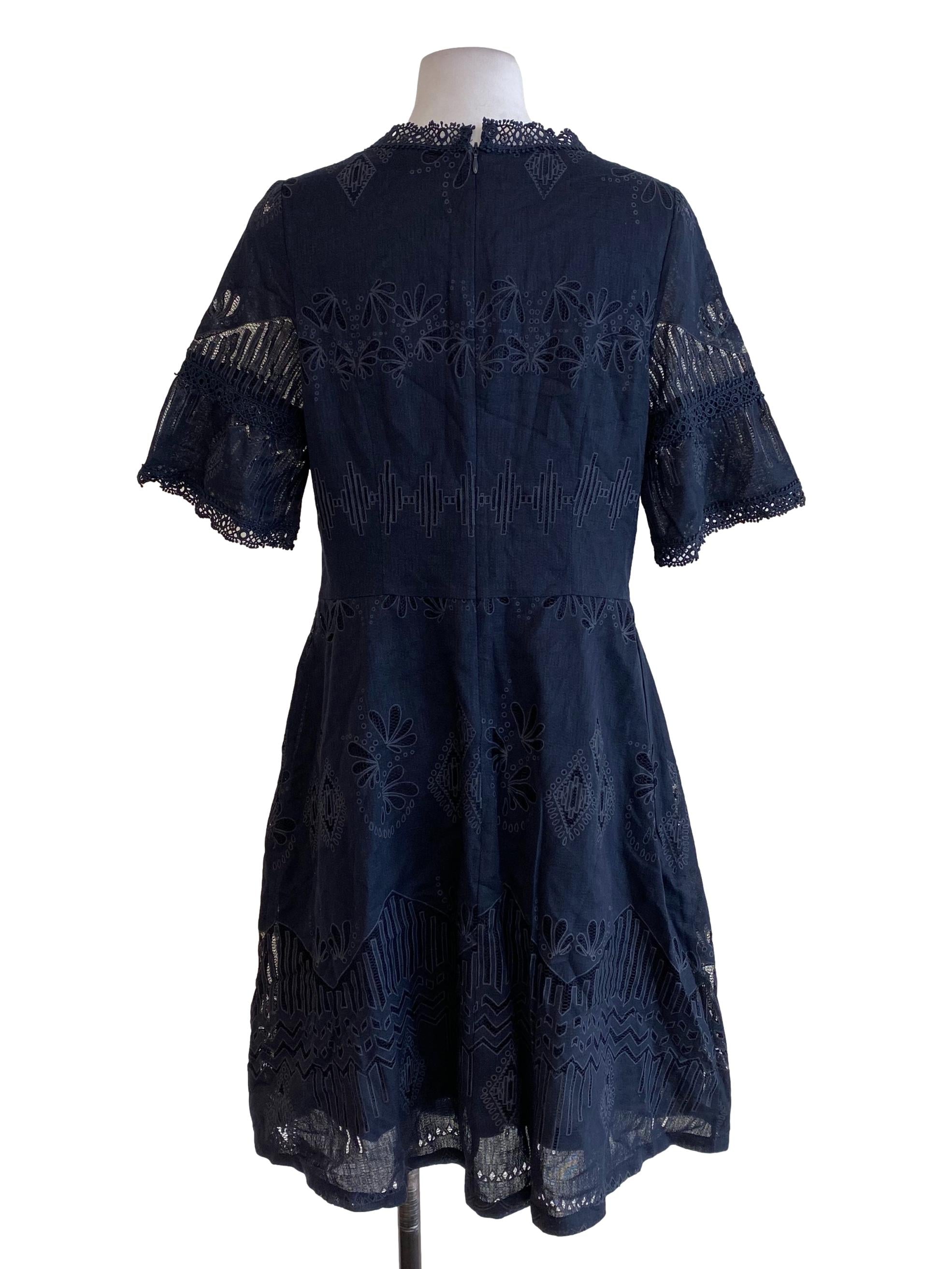 Navy Blue Embroidered Dress