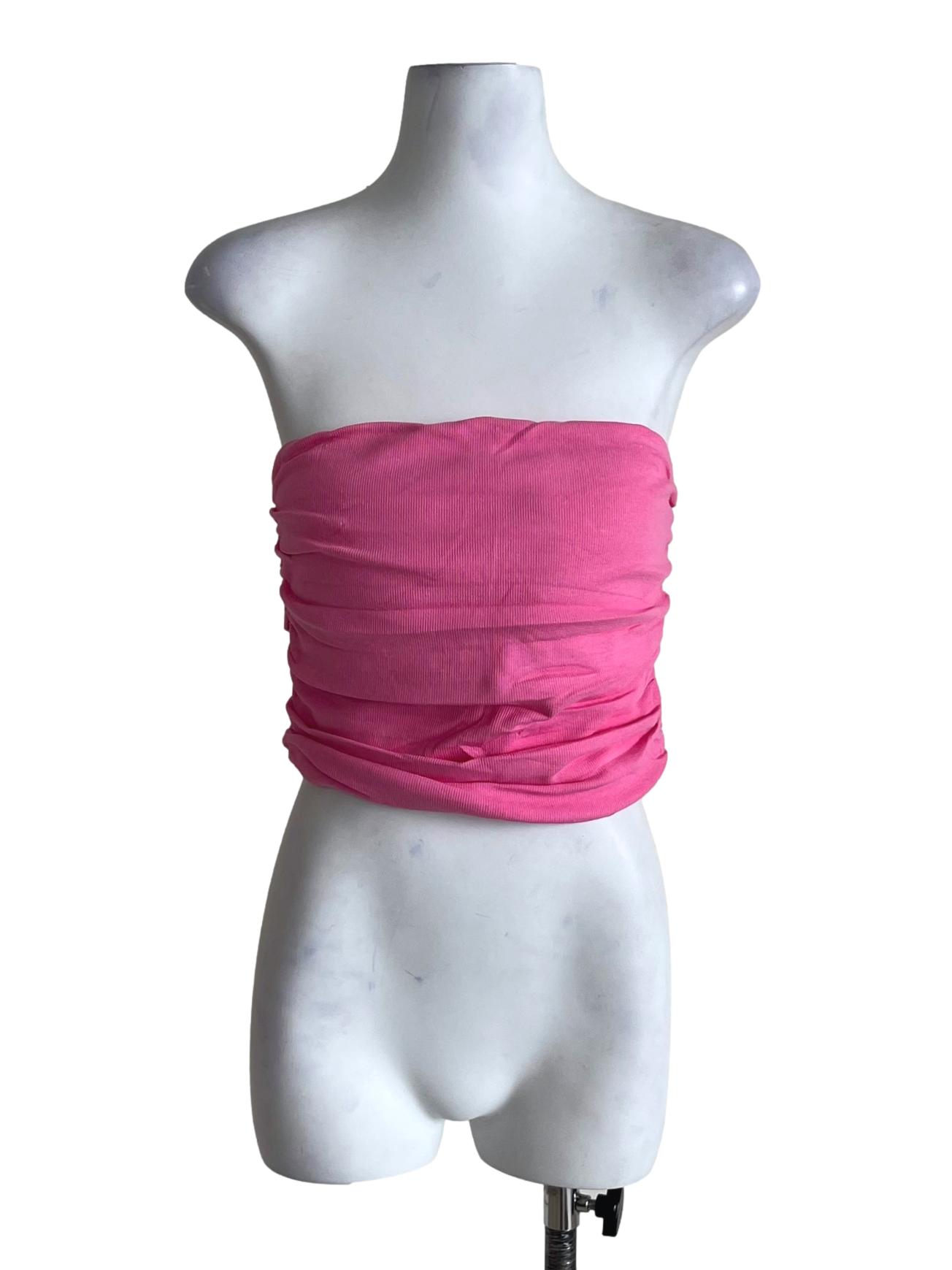 Pink Chelle Ruched Tube Padded Top