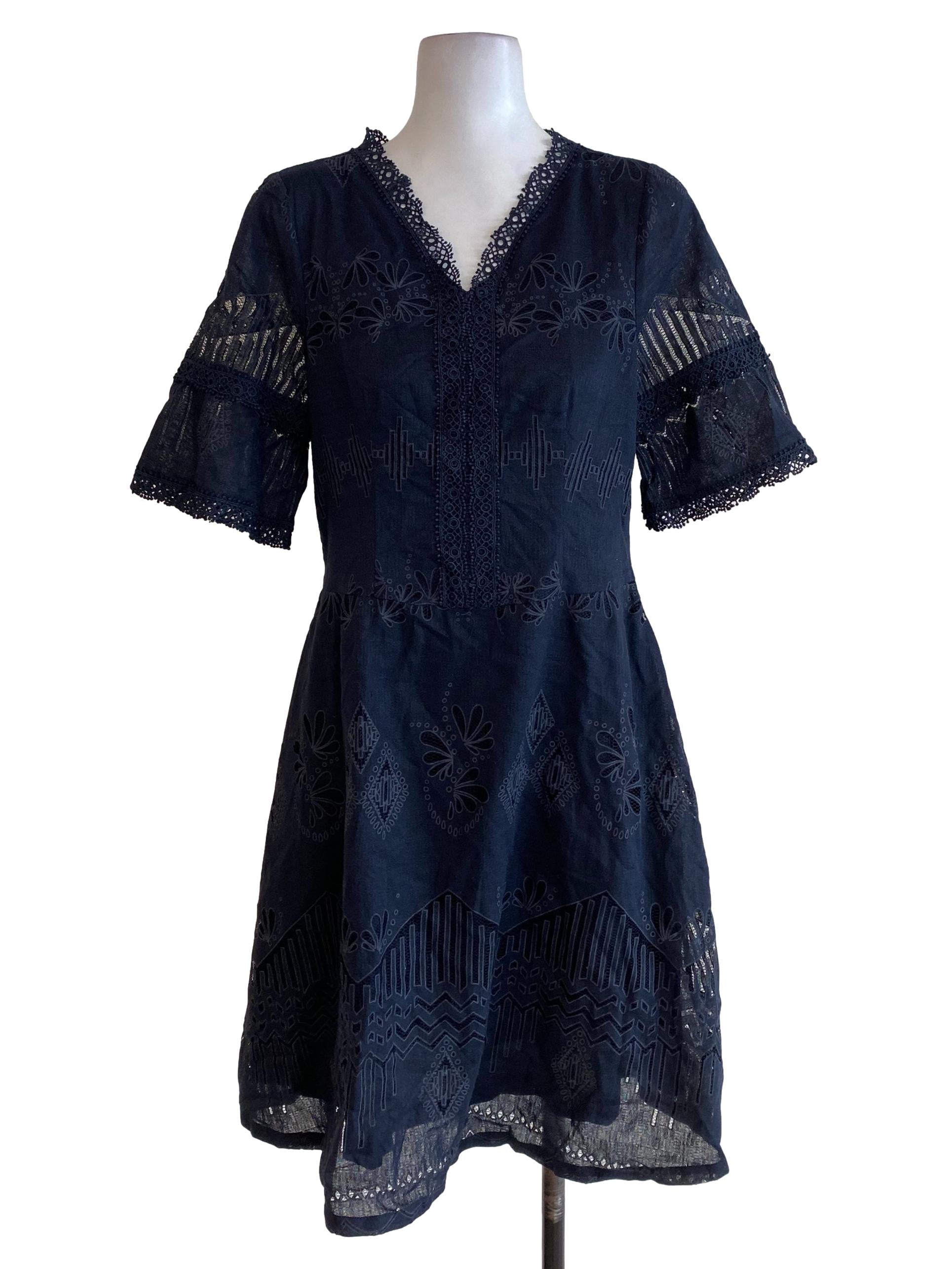Navy Blue Embroidered Dress