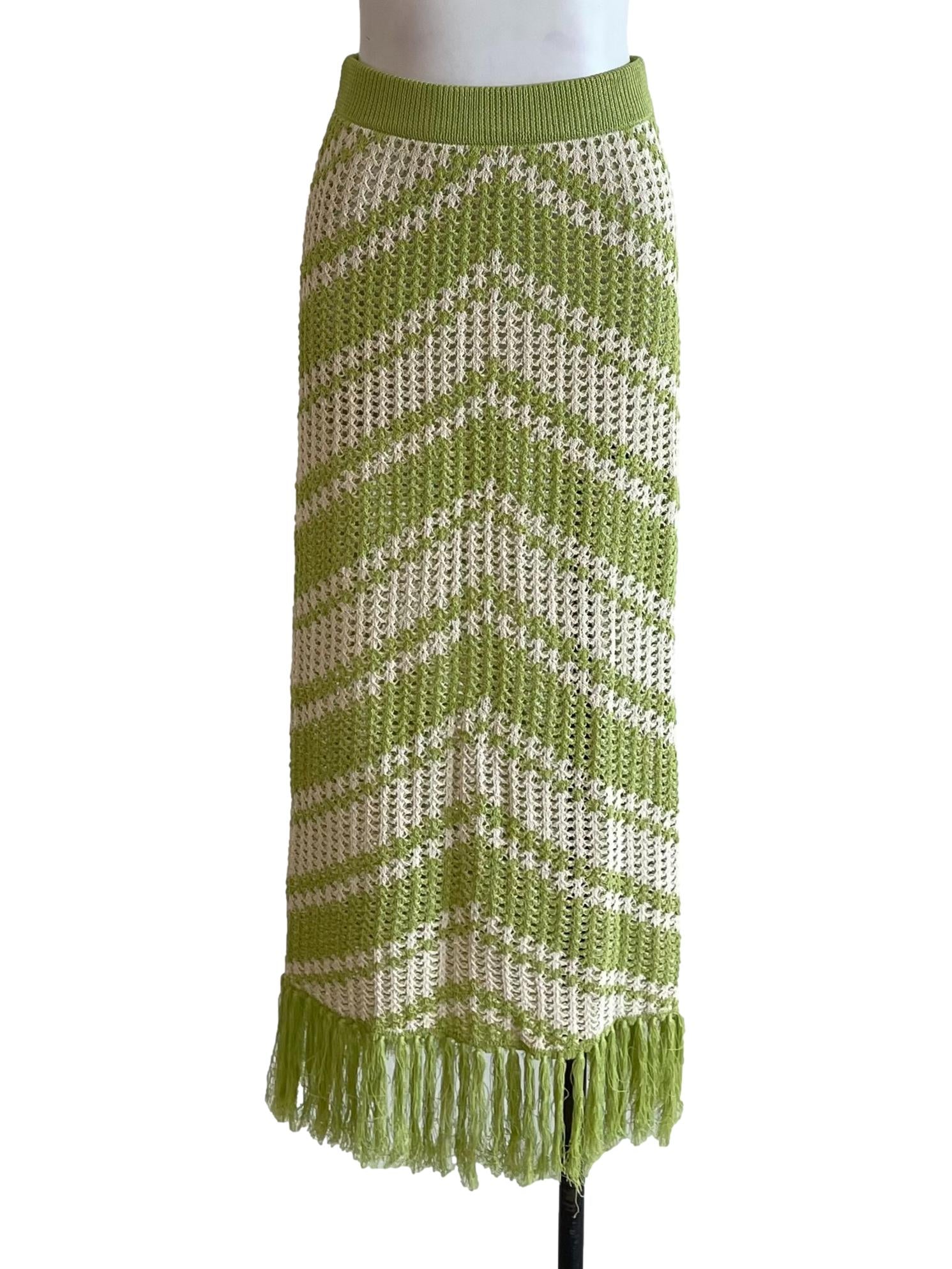 Warm Green Tassel Knit Skirt