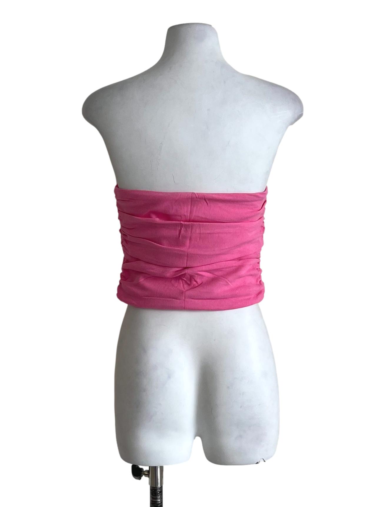 Pink Chelle Ruched Tube Padded Top