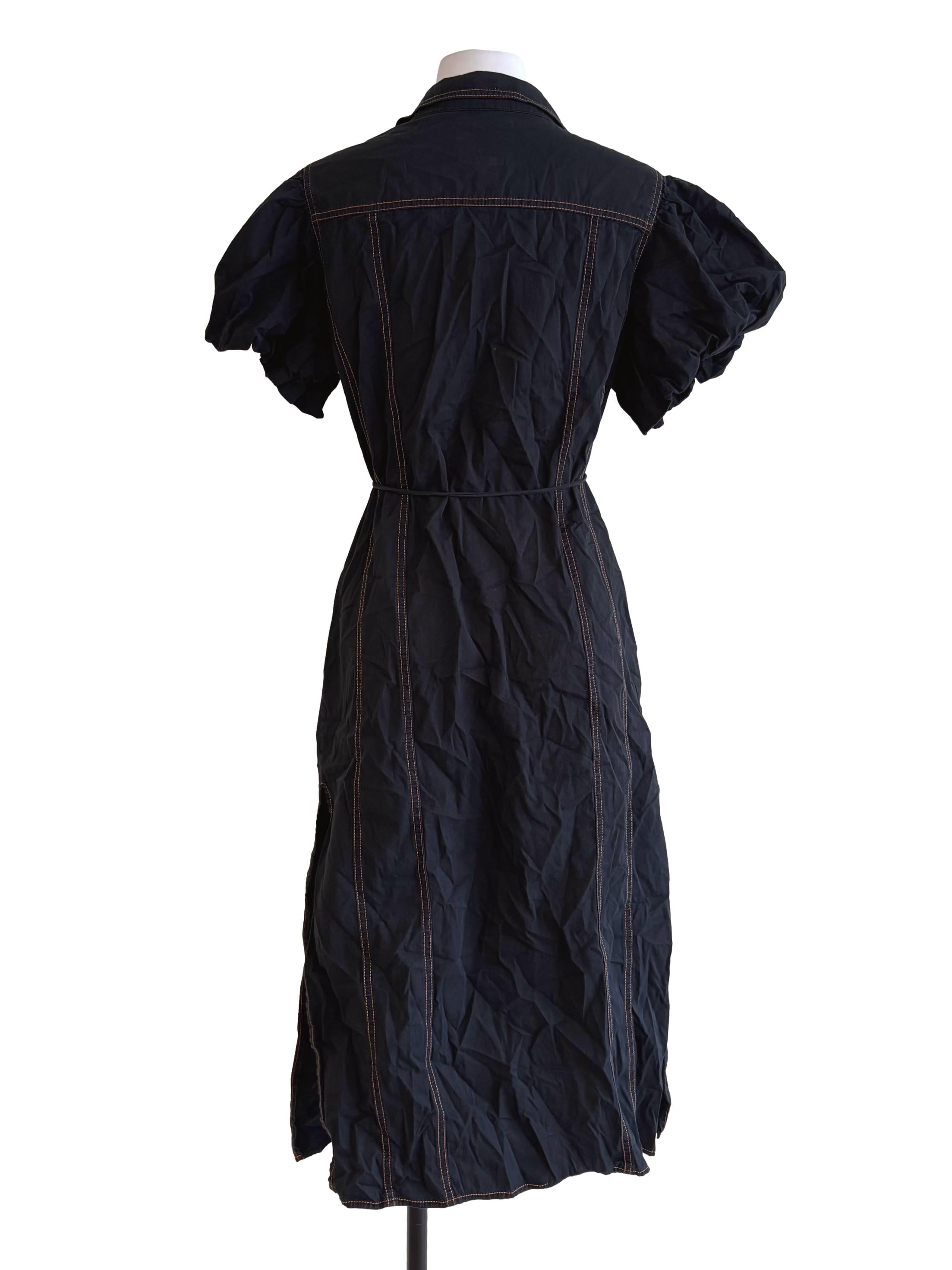 Black Puff Sleeve Shirt Dress