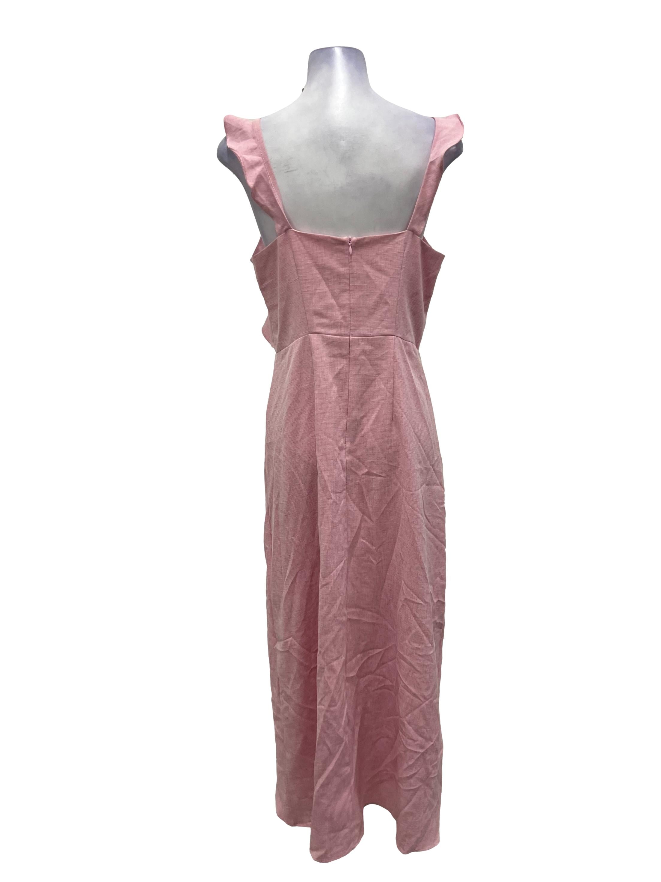 Light Pink Tattersall Ruffle Asymmetrical Dress