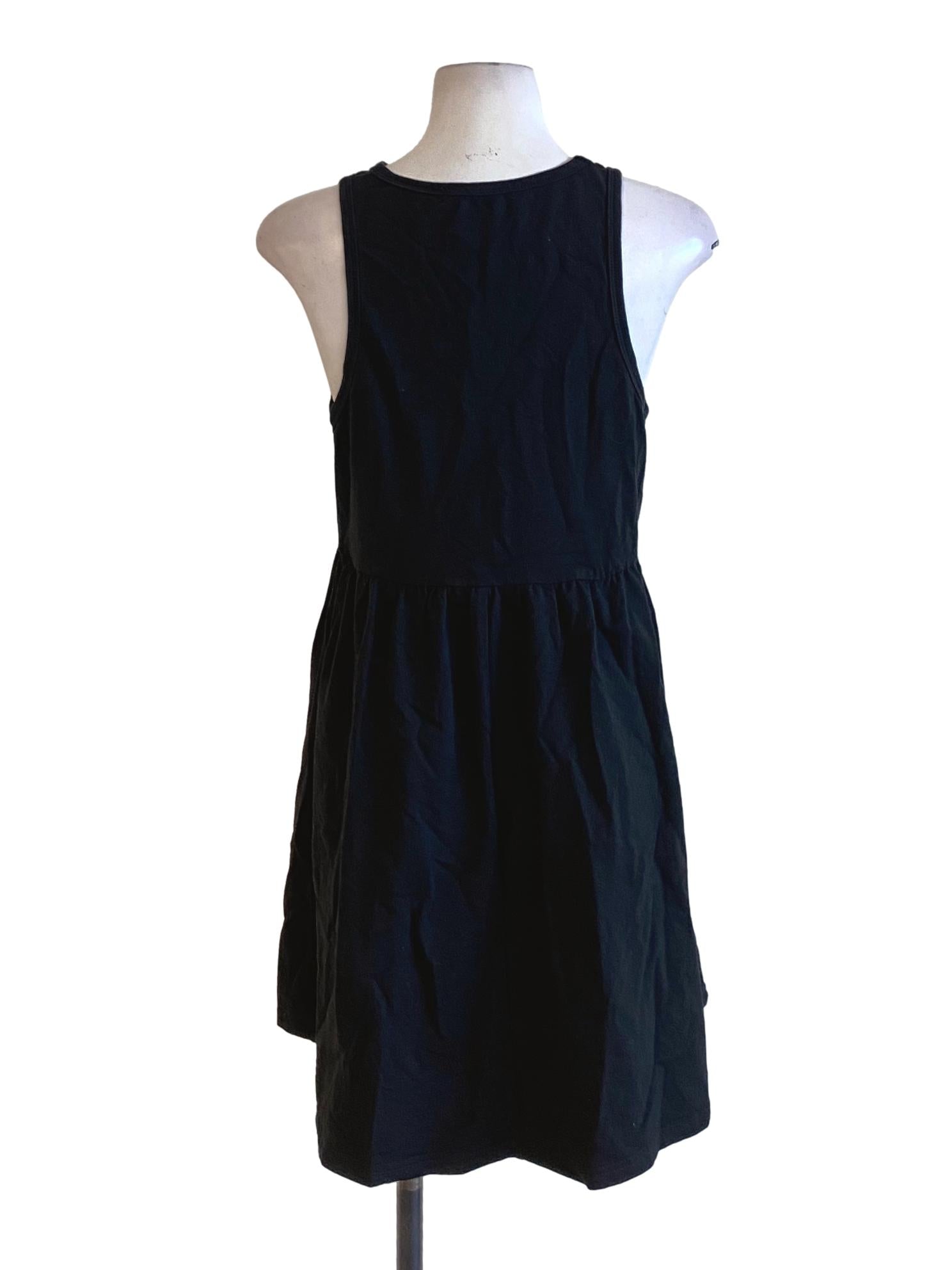 Rich Black Round Neck Sleeveless A-Line Dress TTR