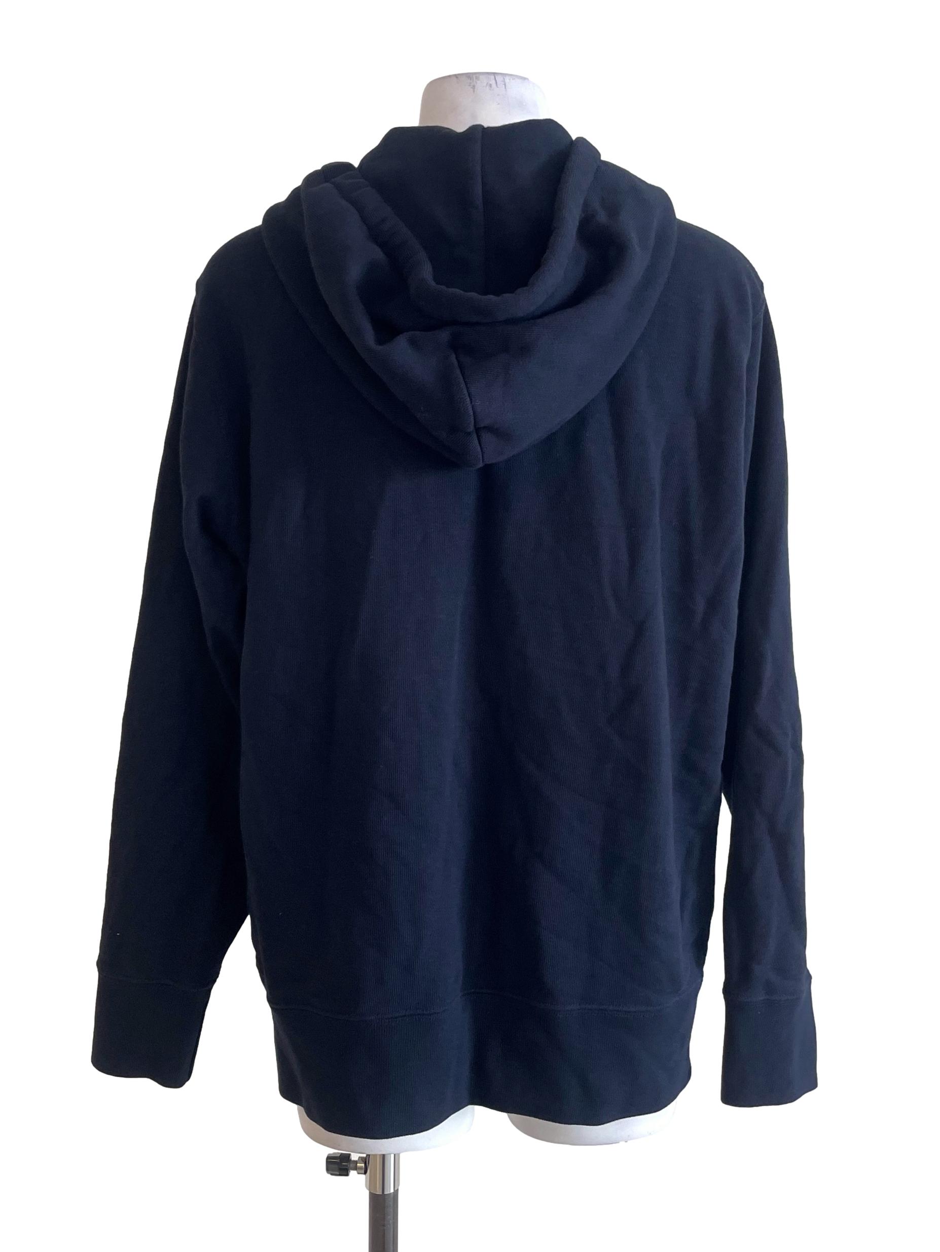 Navy Blue Ribbed Hooded Jacket