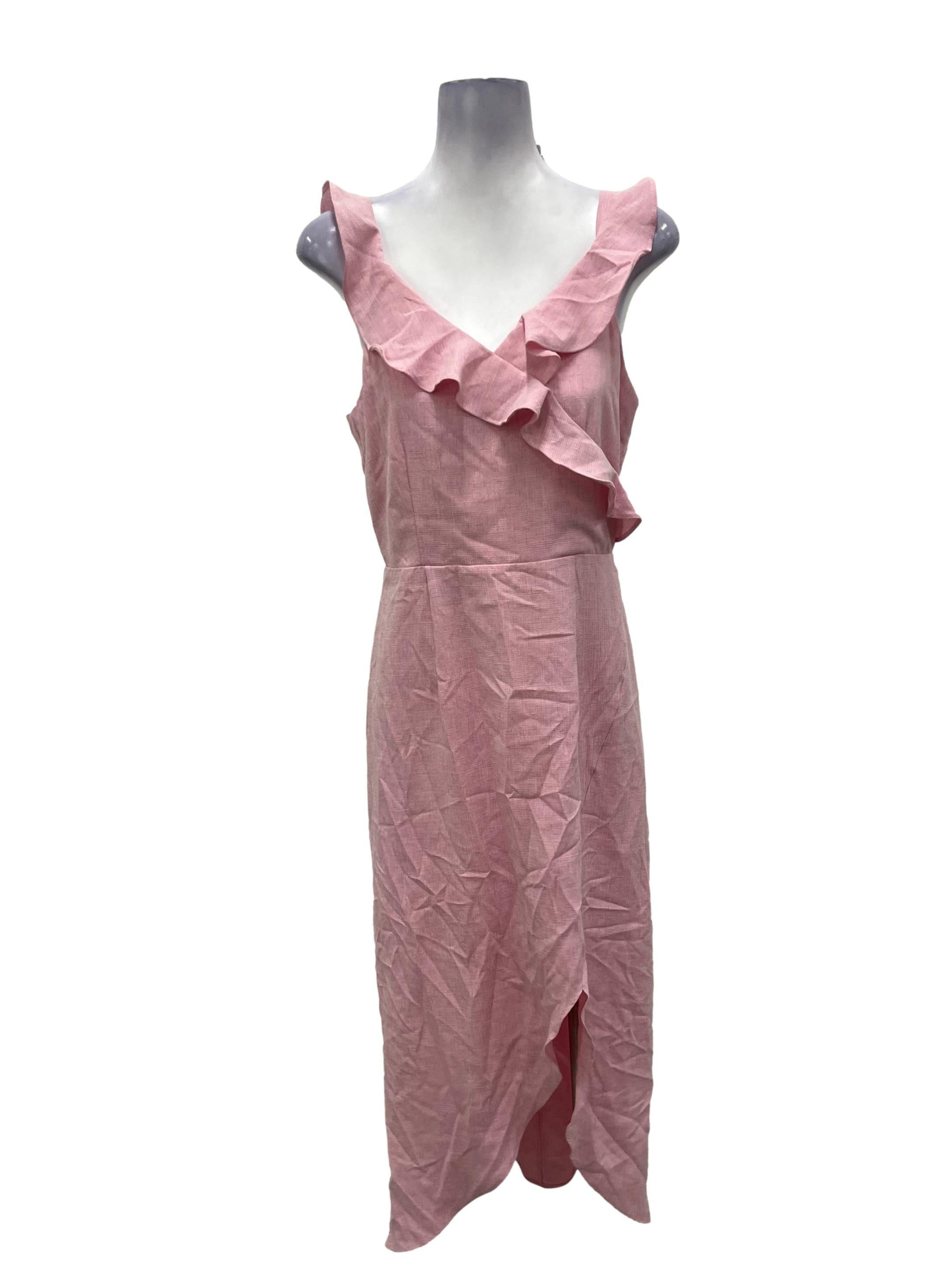 Light Pink Tattersall Ruffle Asymmetrical Dress