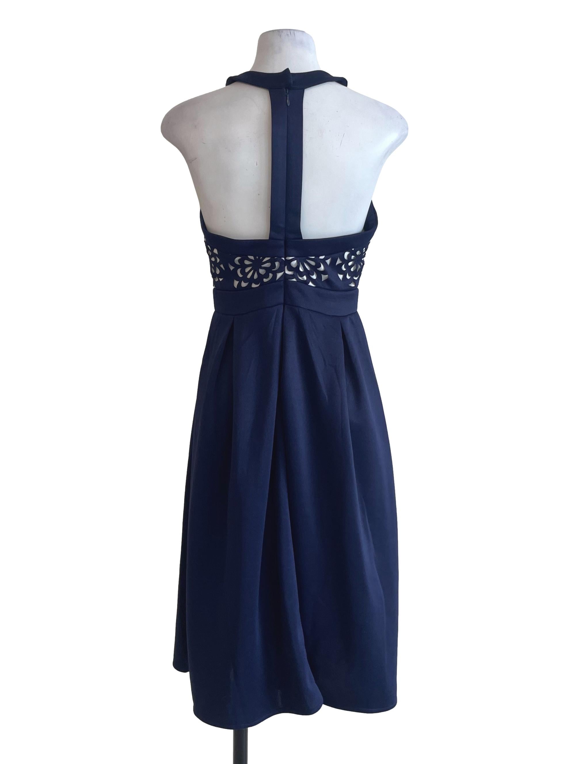 Navy Blue Halter Neck Dress