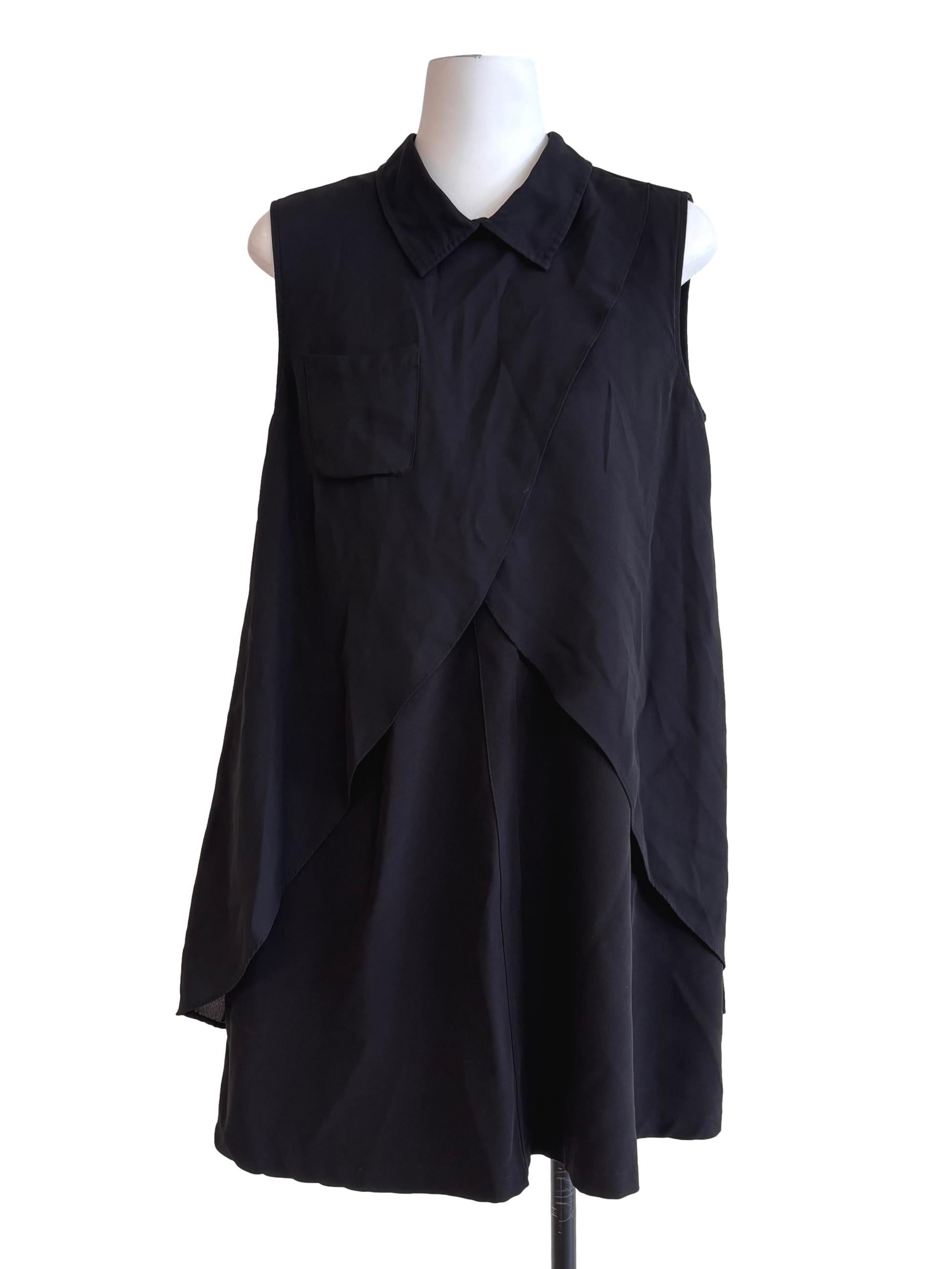 Black Overlay Collared Dress