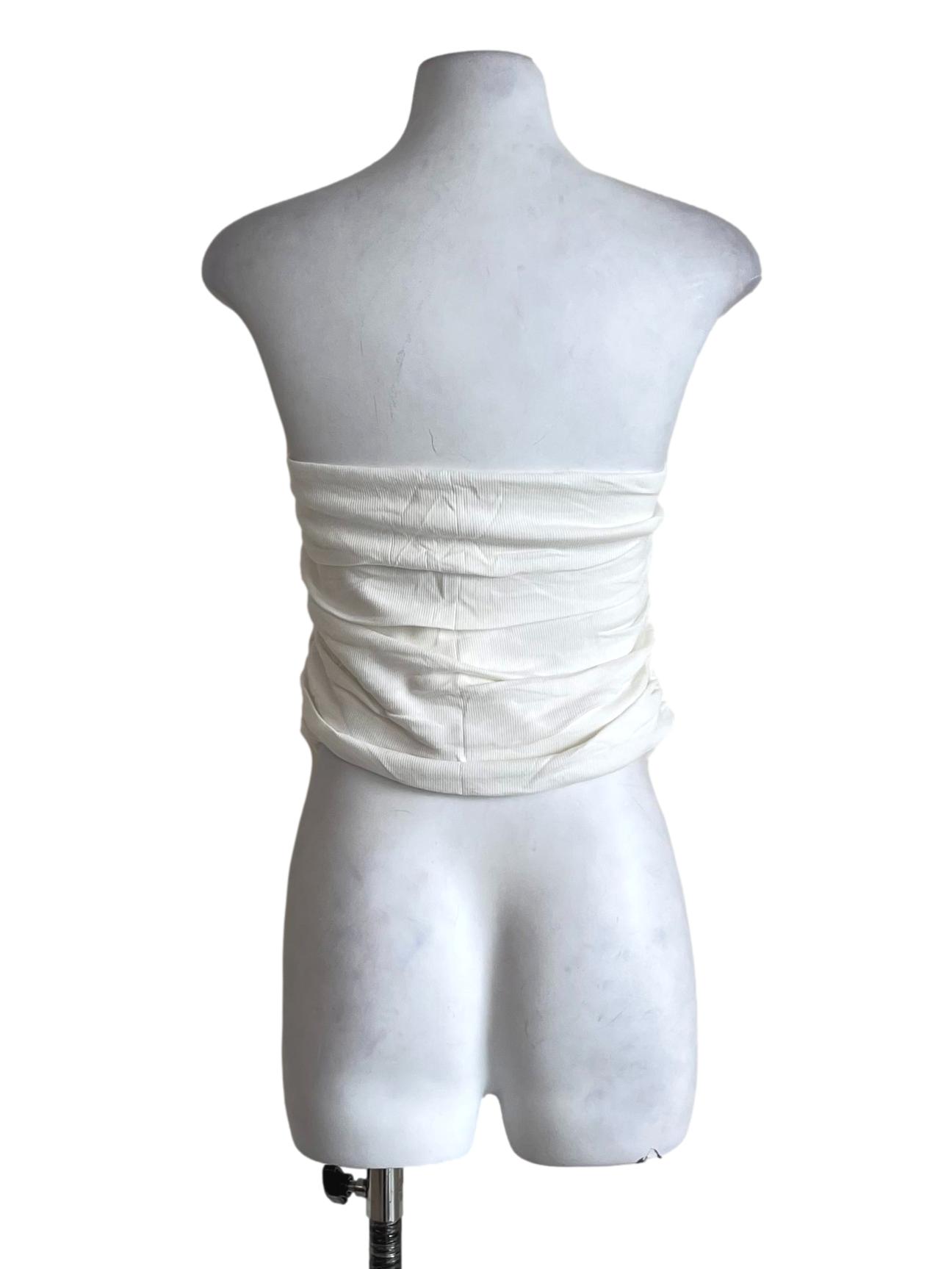 White Chelle Ruched Tube Padded Top