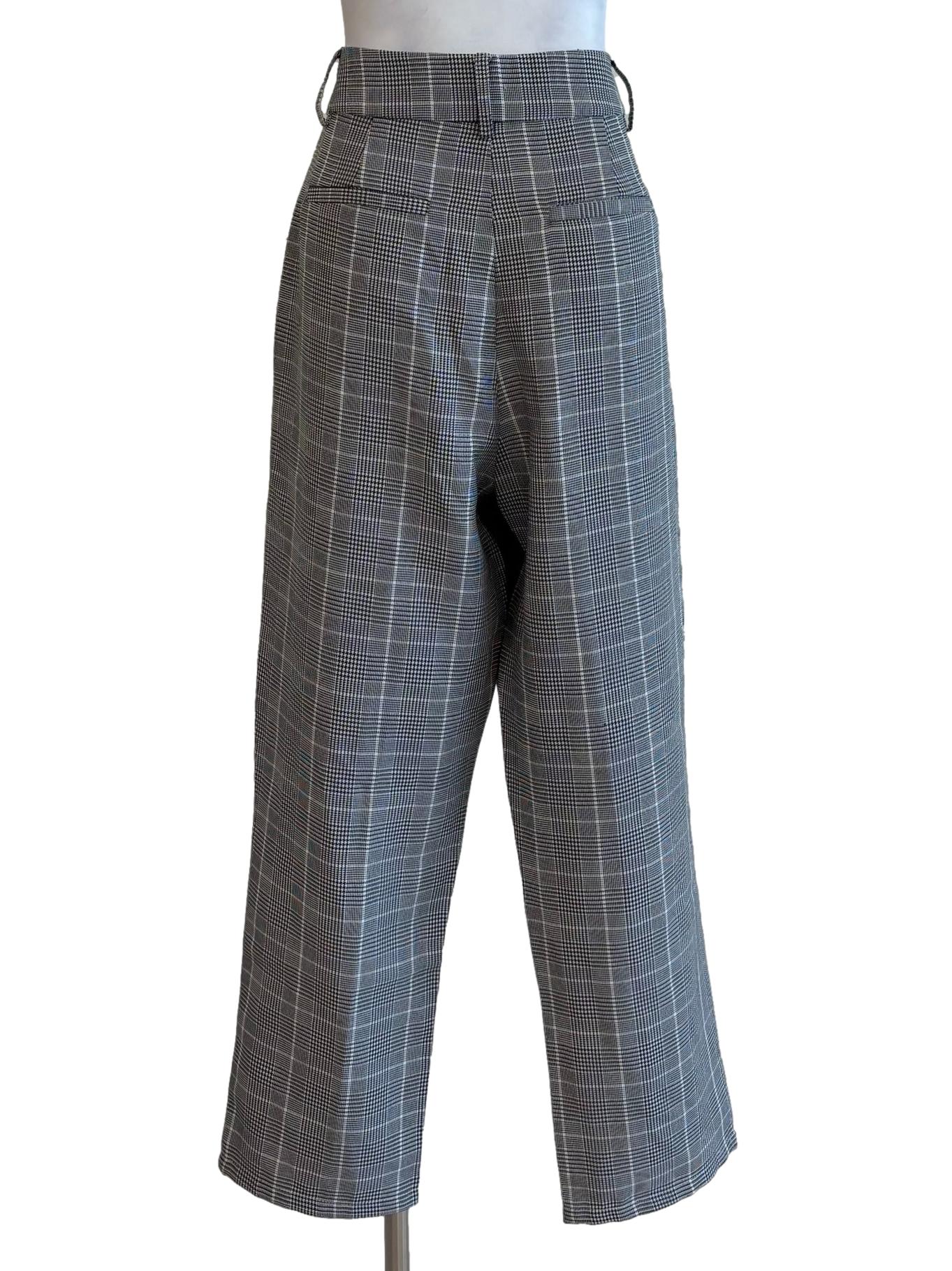 Black And White Houndstooth Patterned Pants