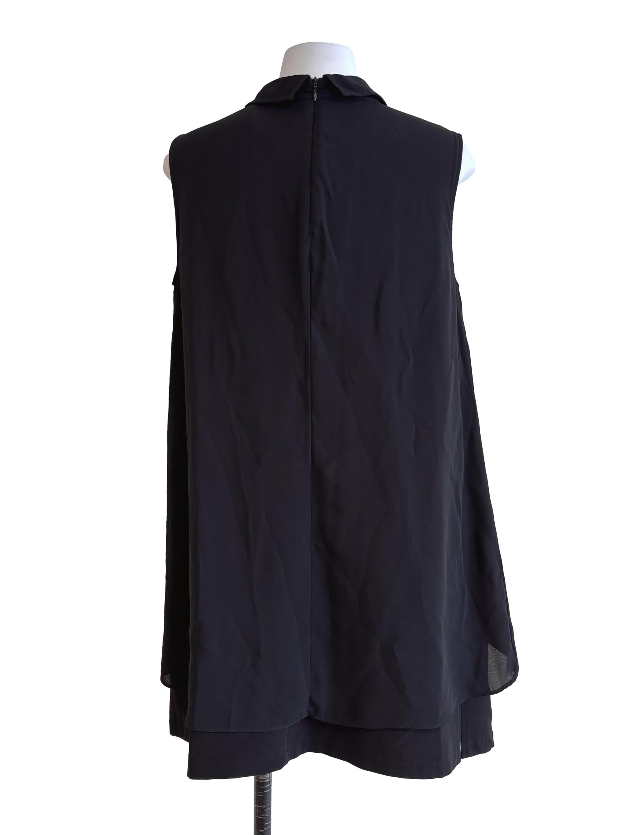 Black Overlay Collared Dress