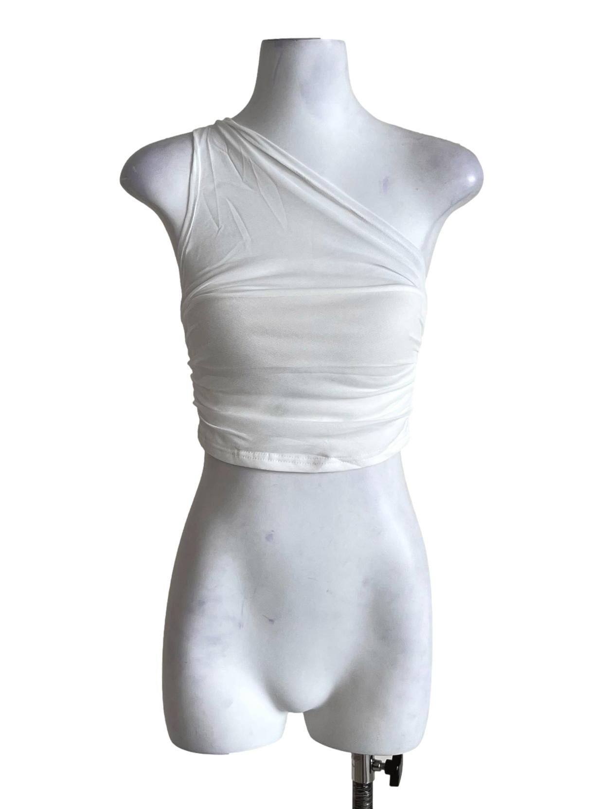 White Genevieve Mesh Toga Padded Top