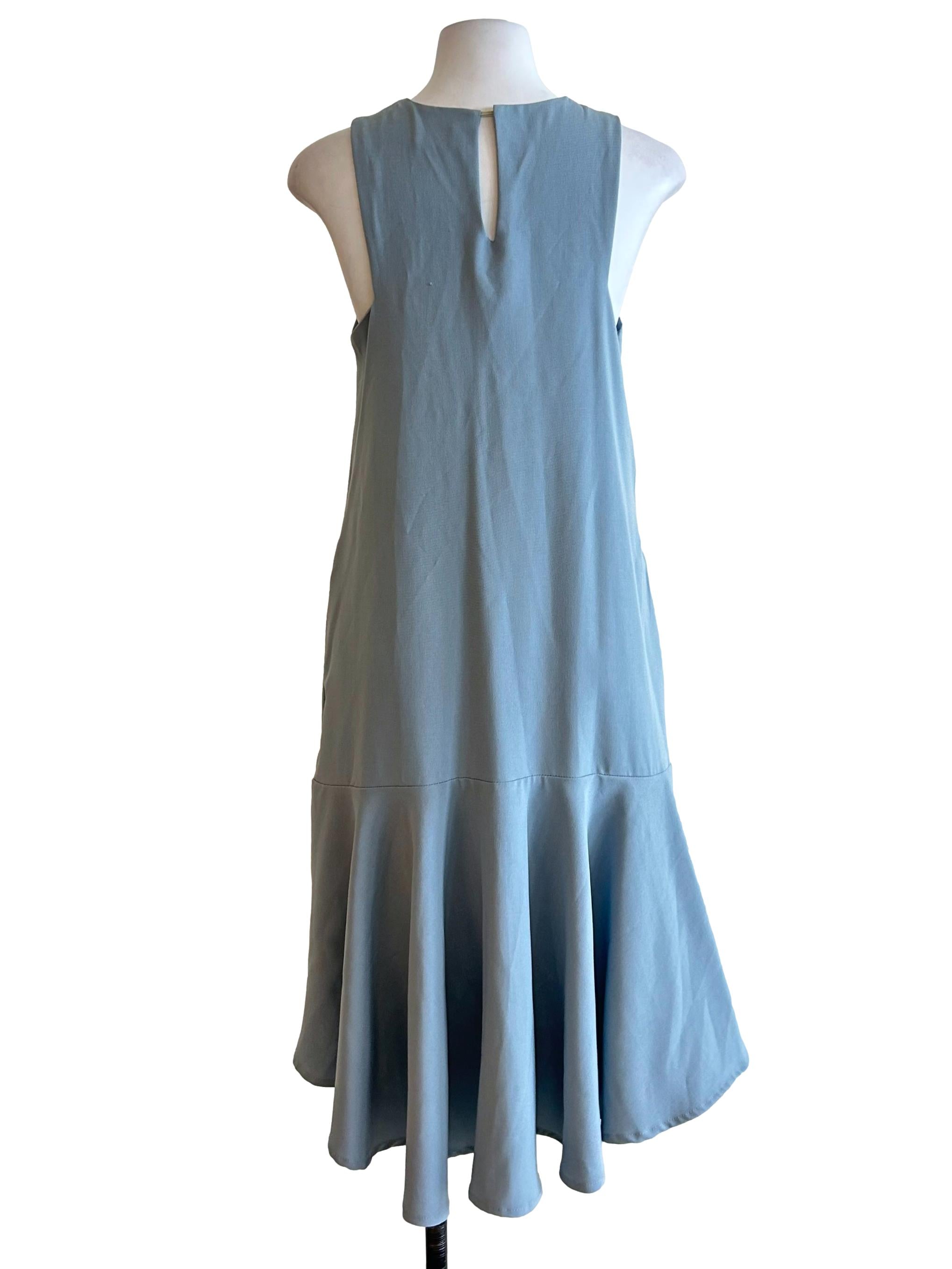 Stone Blue Ruffle Slip Dress