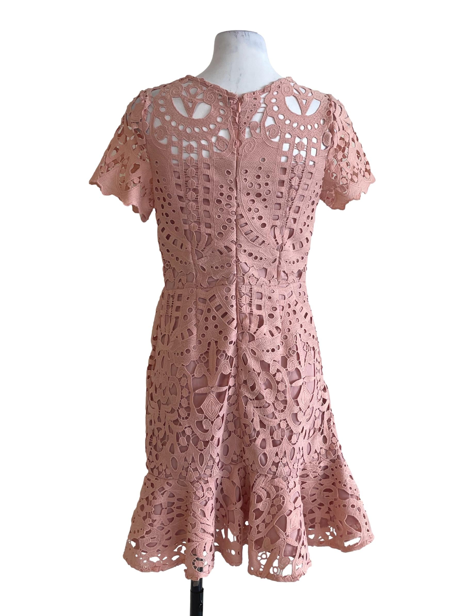 Peach Eyelet Circle Hem Dress