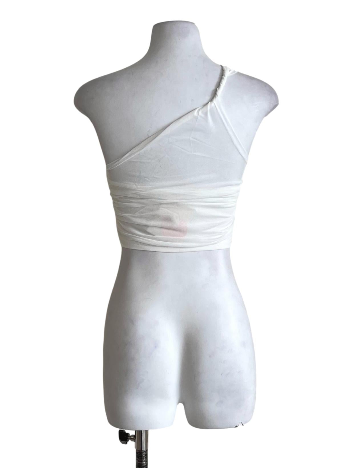 White Genevieve Mesh Toga Padded Top