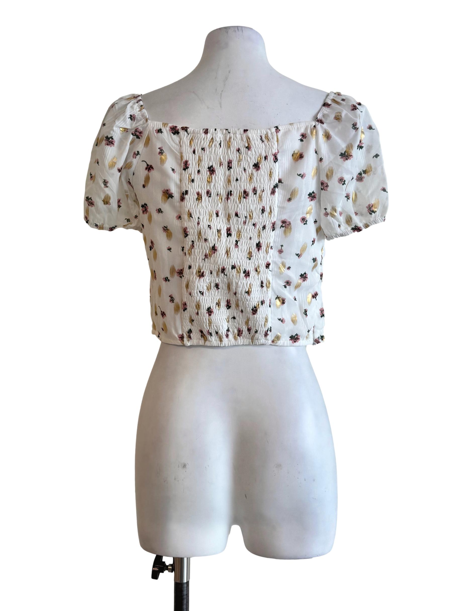 Cream Gold Sweetheart Neck Top