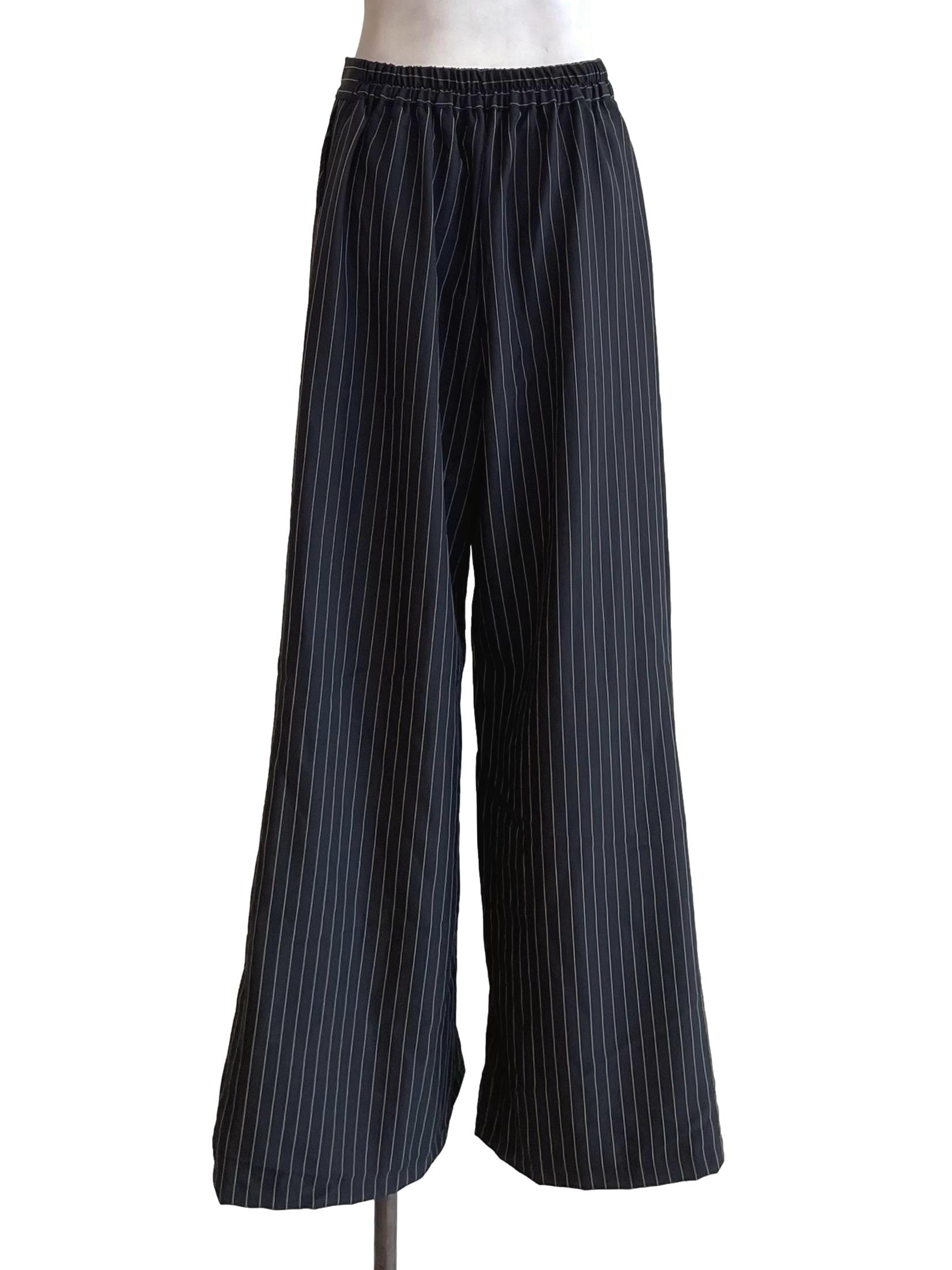 Black Pinstripe High Waist Pants