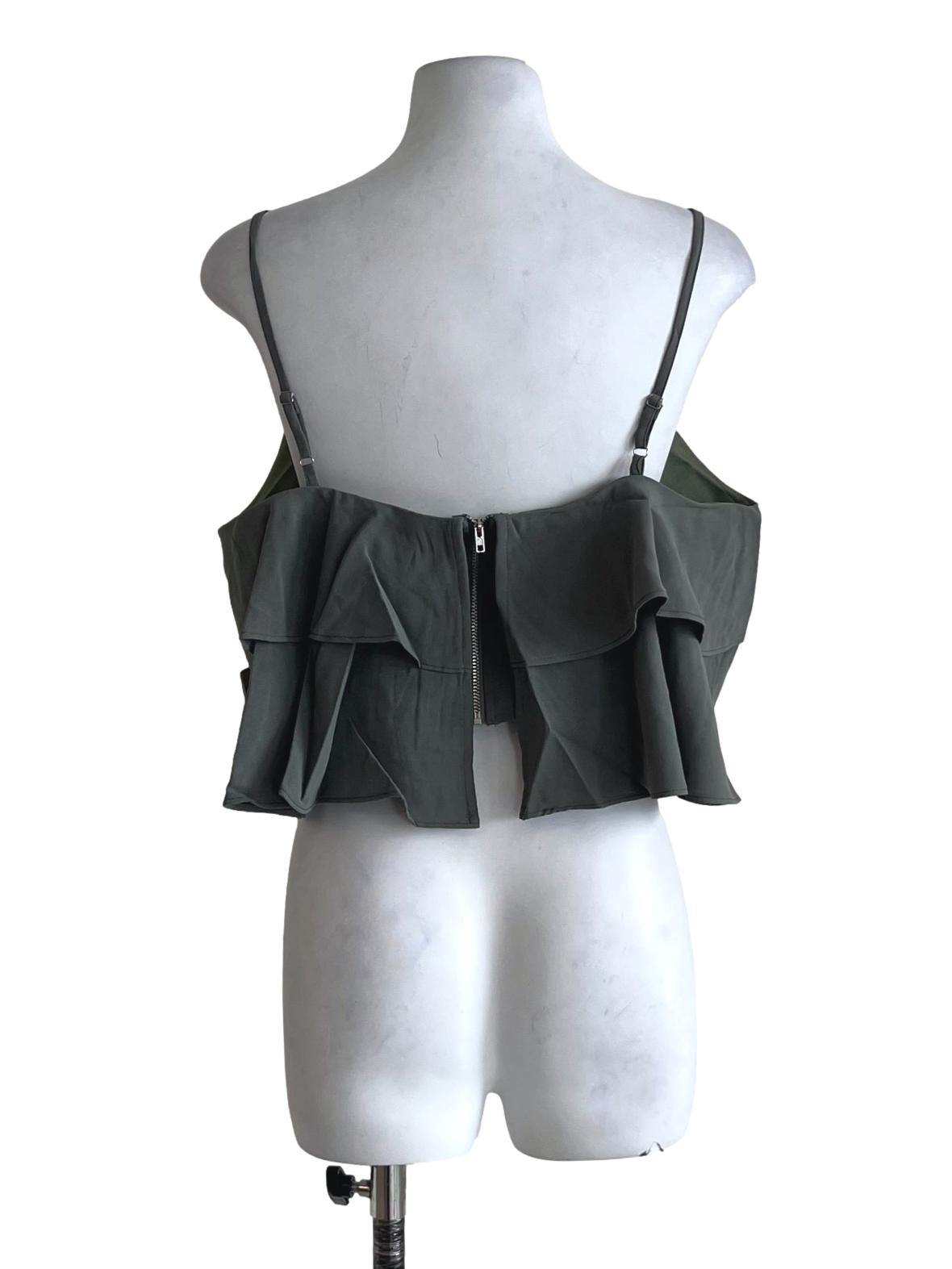 Dark Green Kallie Ruffles Crop Top