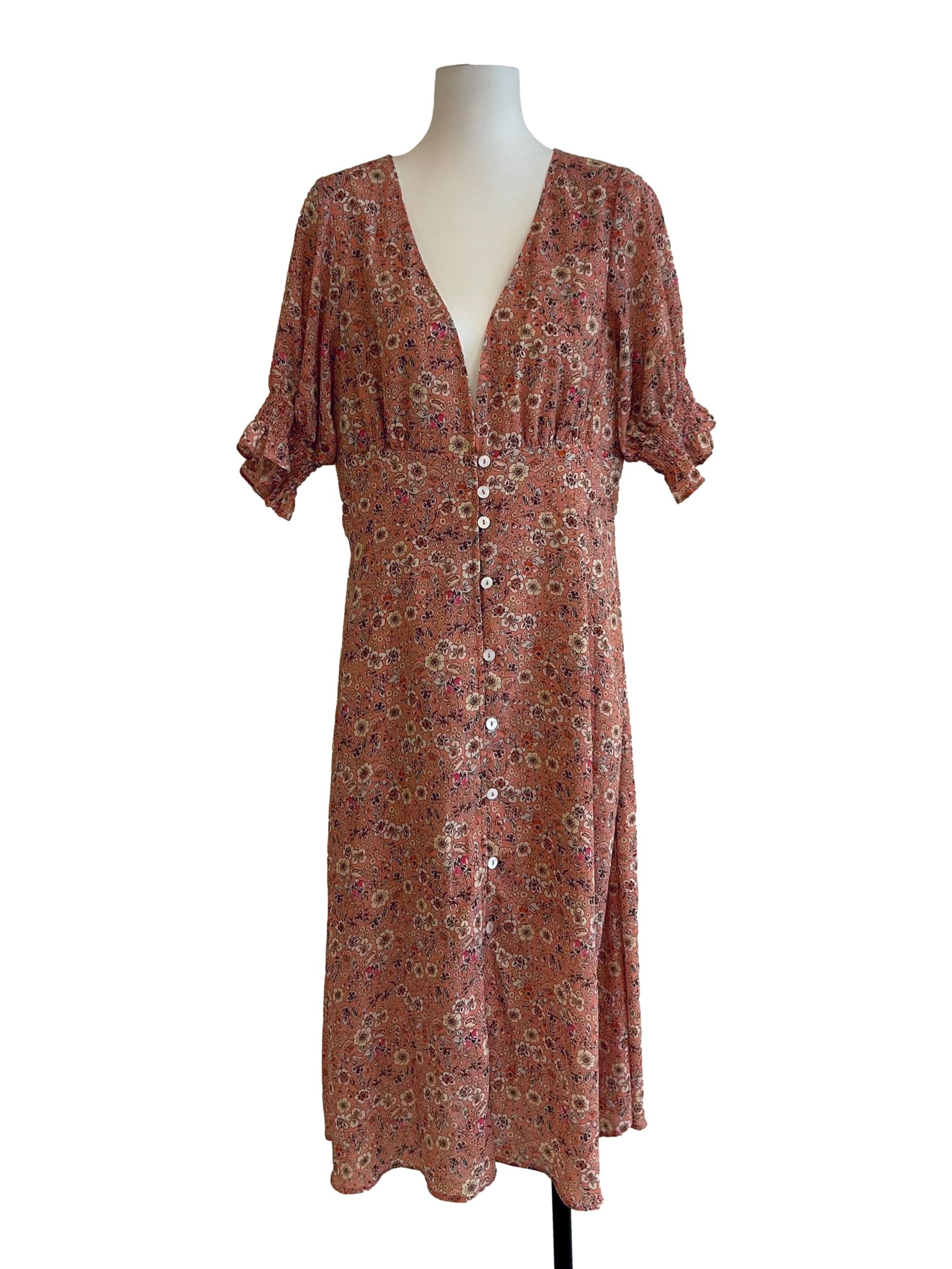 Salmon Pink Floral Dress