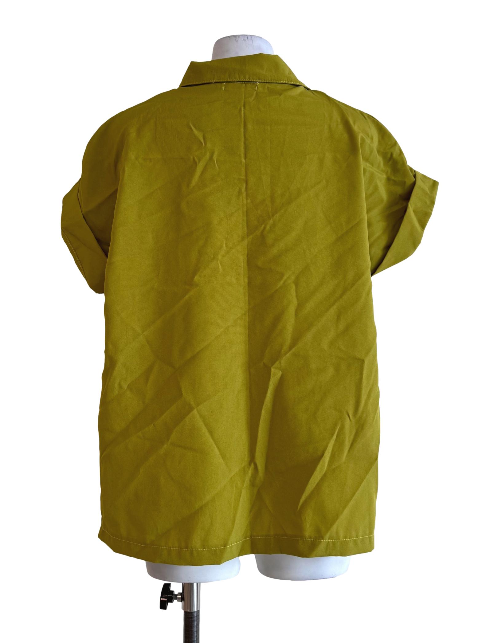 Lime Green Silver Buttons Top