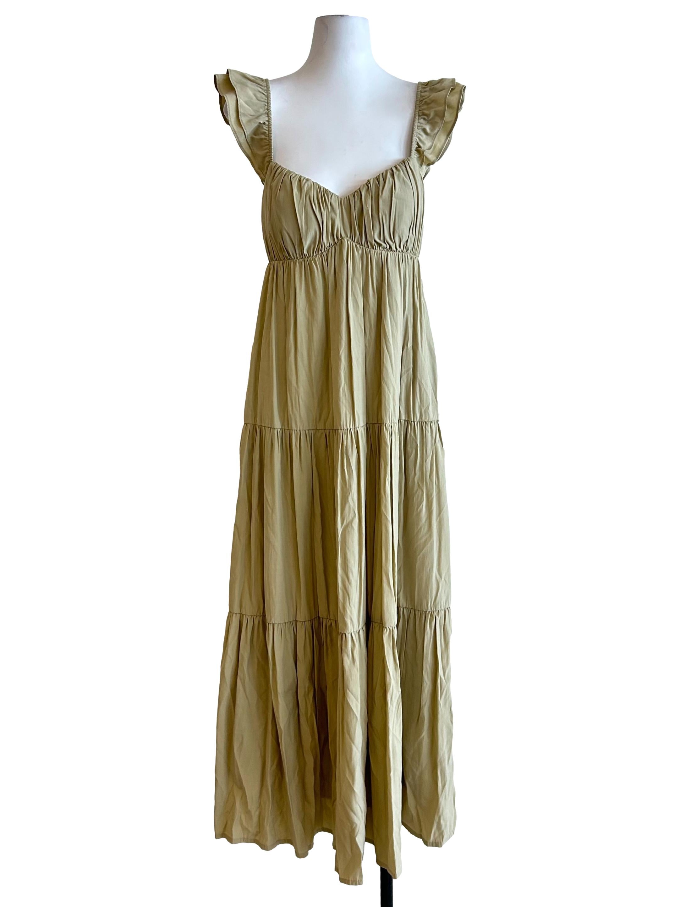 Olive Green Tiered Maxi Dress