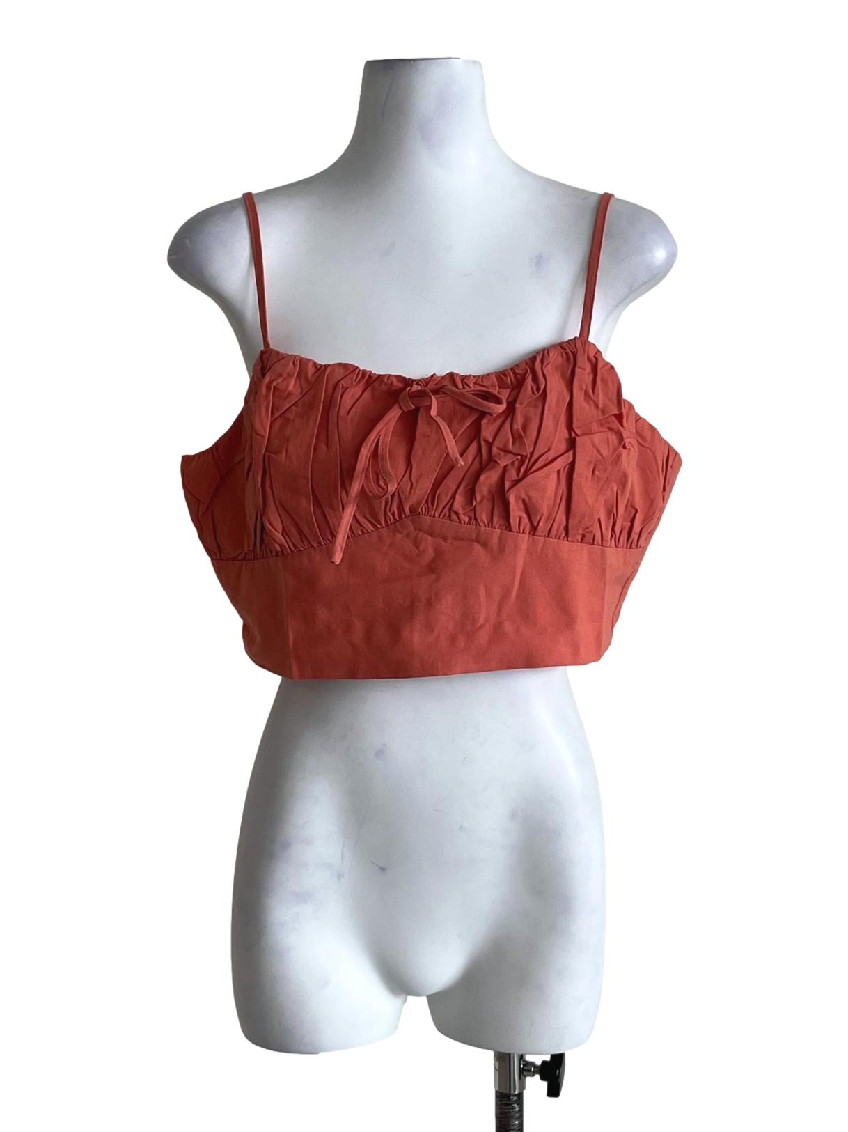 Orange Xandra Ruched Front Crop Top