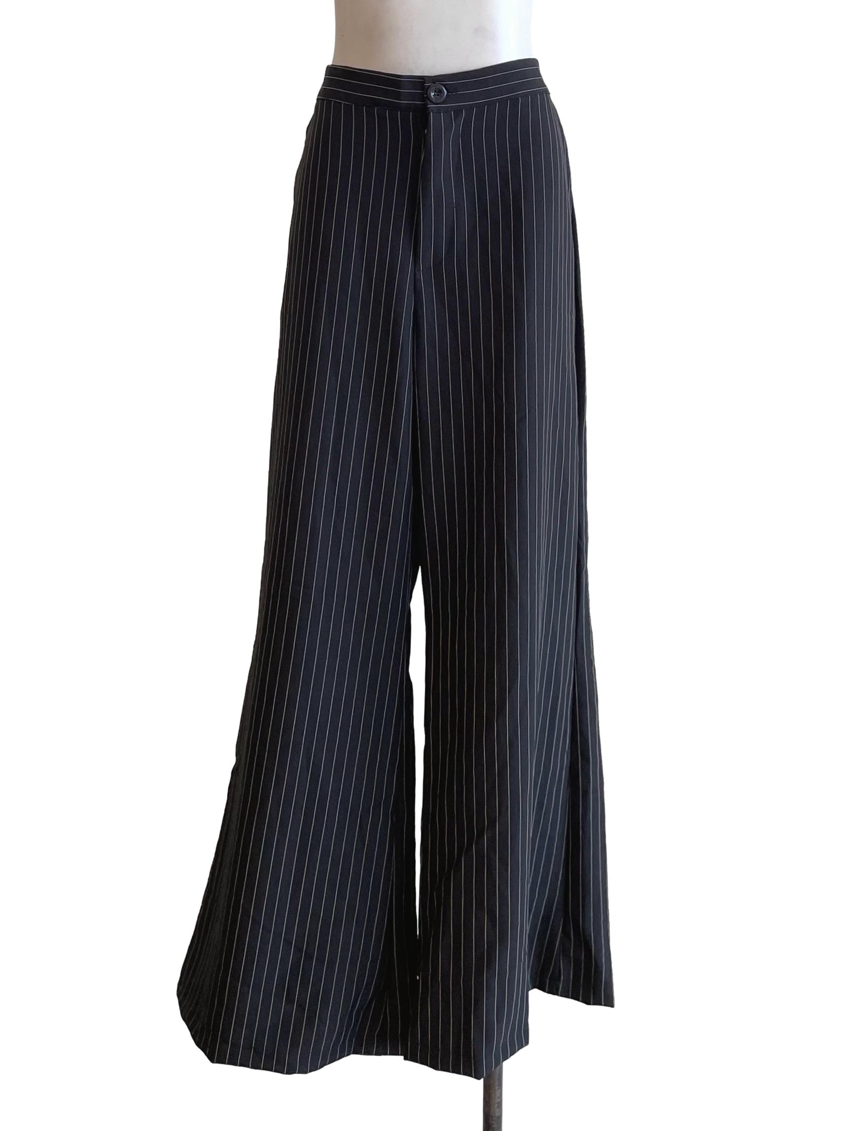 Black Pinstripe High Waist Pants