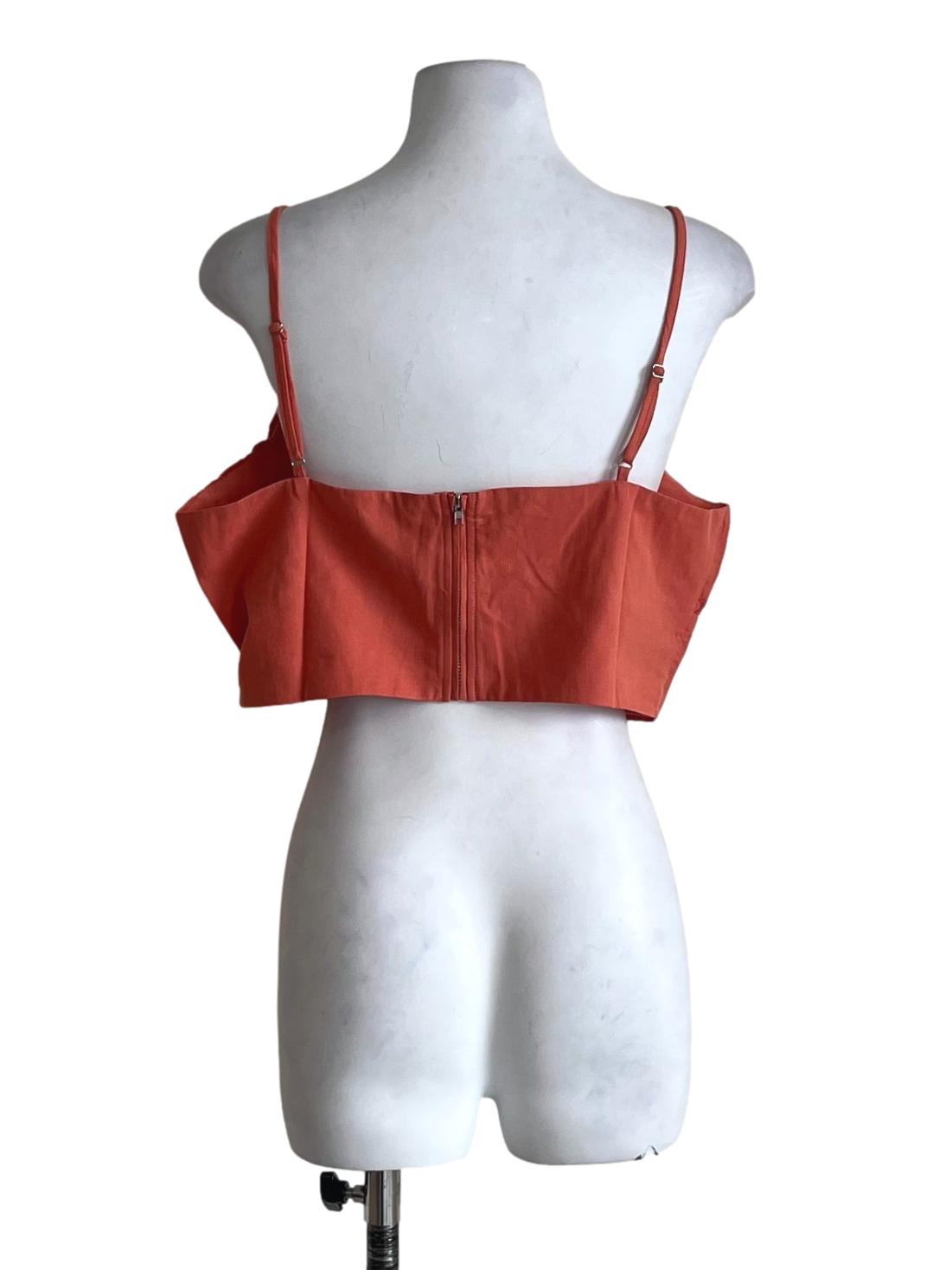 Orange Xandra Ruched Front Crop Top