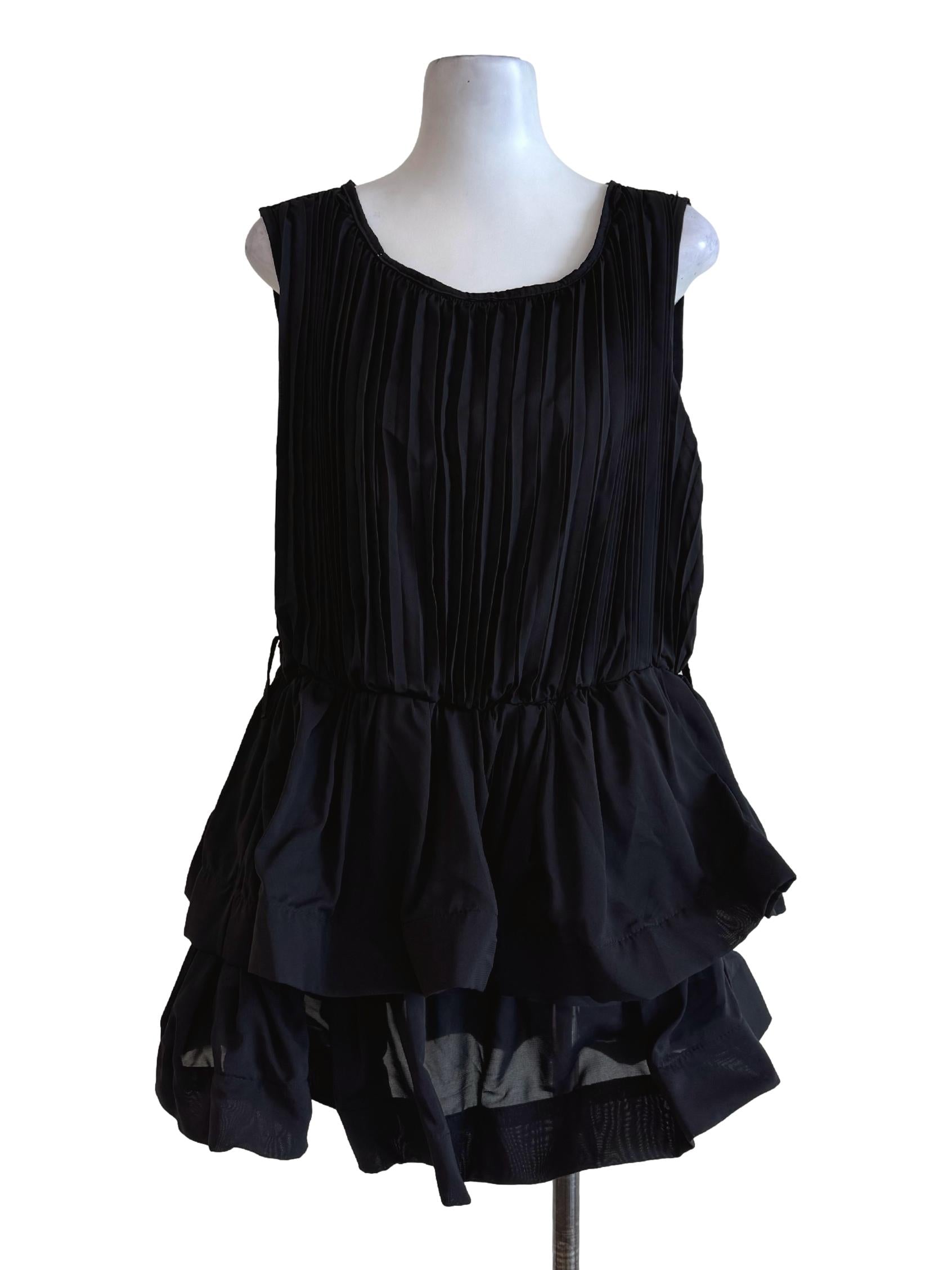 Midnight Black Pleated Dress